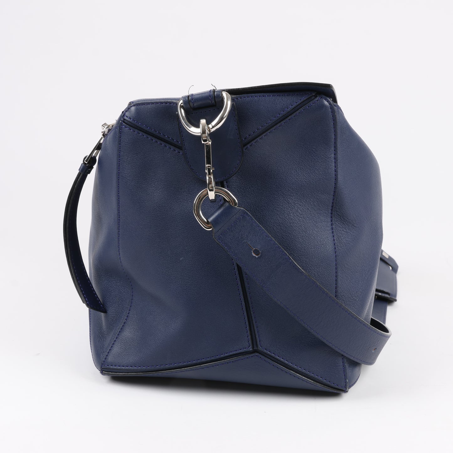 Grand sac à main double usage en cuir Puzzle LOEWE bleu marine