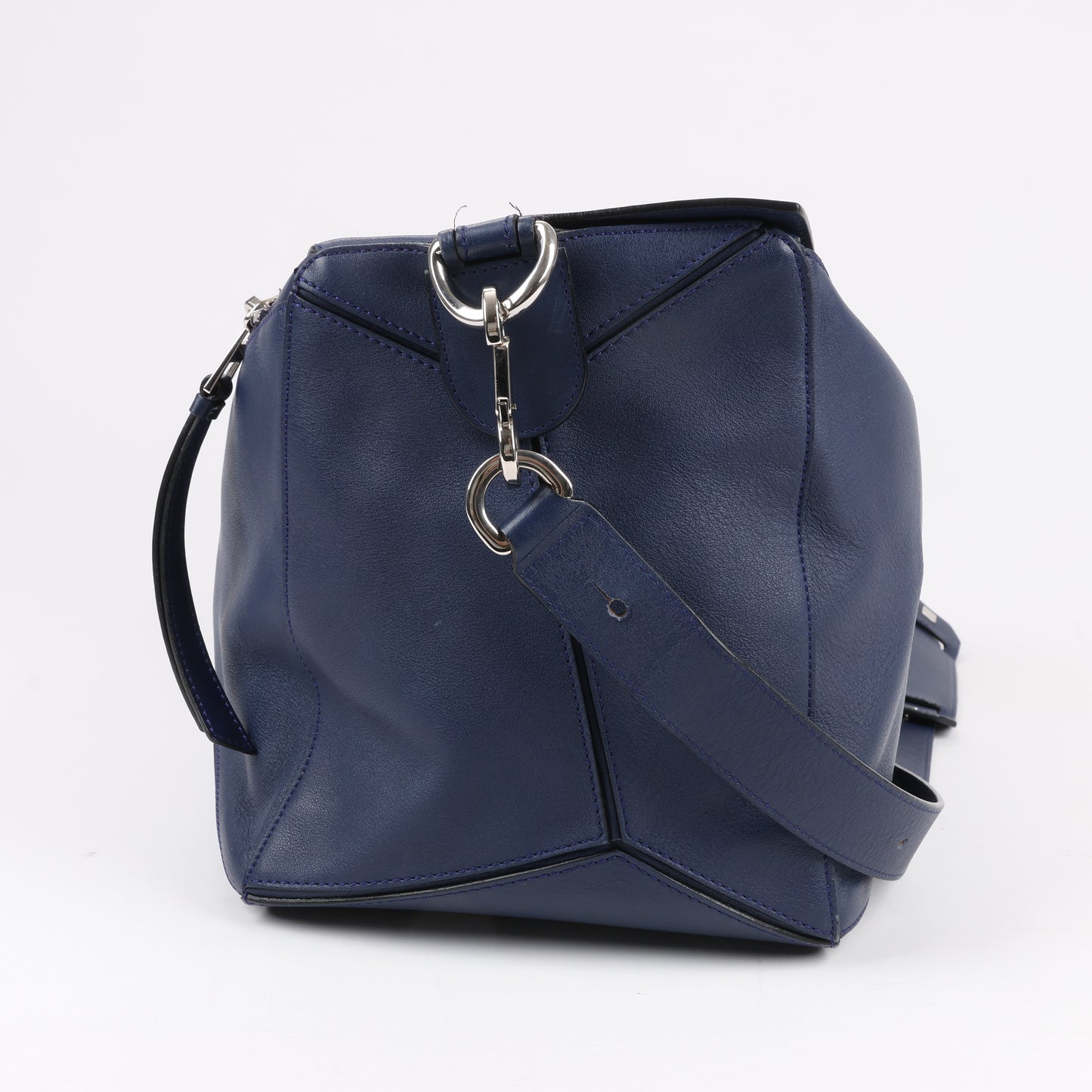 LOEWE Puzzle Large Leather 2Way Handbag in Navy Blue
