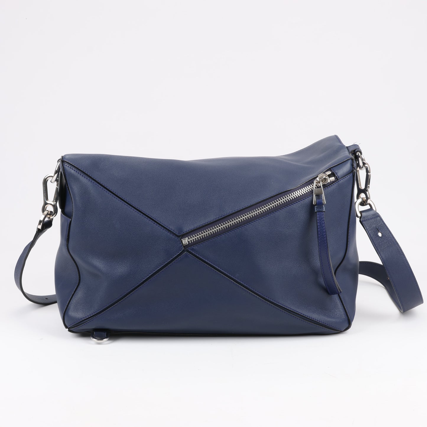 LOEWE Puzzle Large Leather 2Way Handbag in Navy Blue