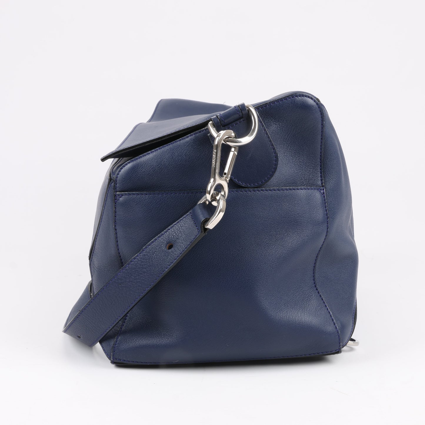 LOEWE Puzzle Large Leather 2Way Handbag in Navy Blue