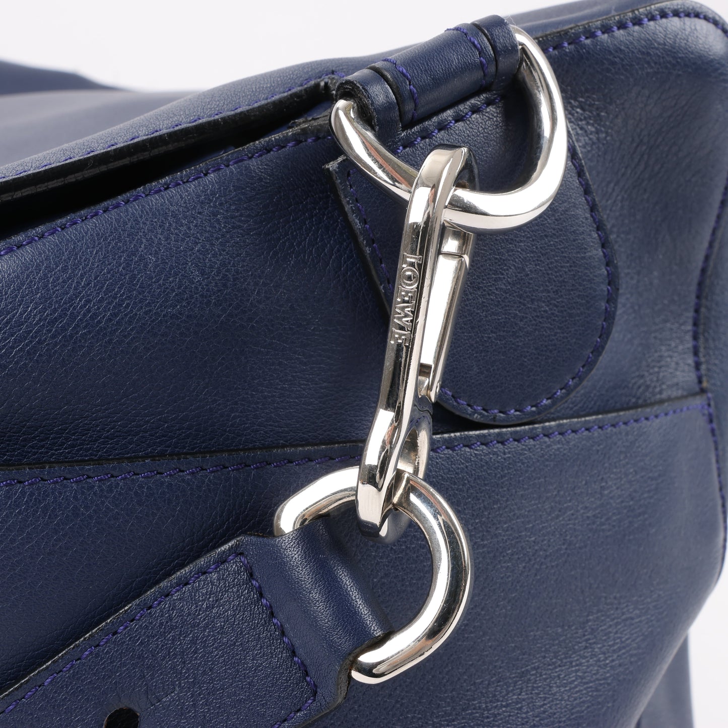 LOEWE Puzzle Large Leather 2Way Handbag in Navy Blue