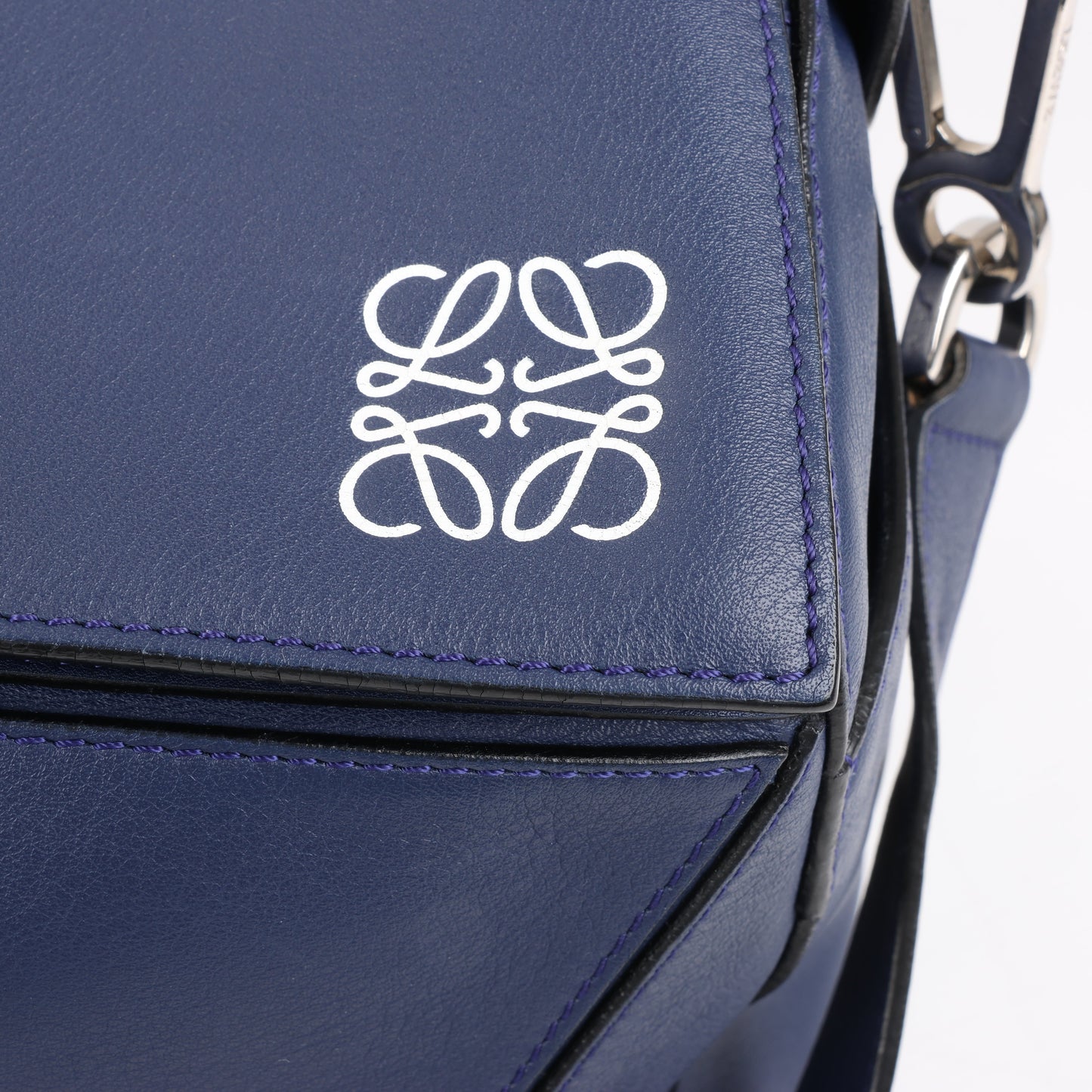LOEWE Puzzle Large Leather 2Way Handbag in Navy Blue