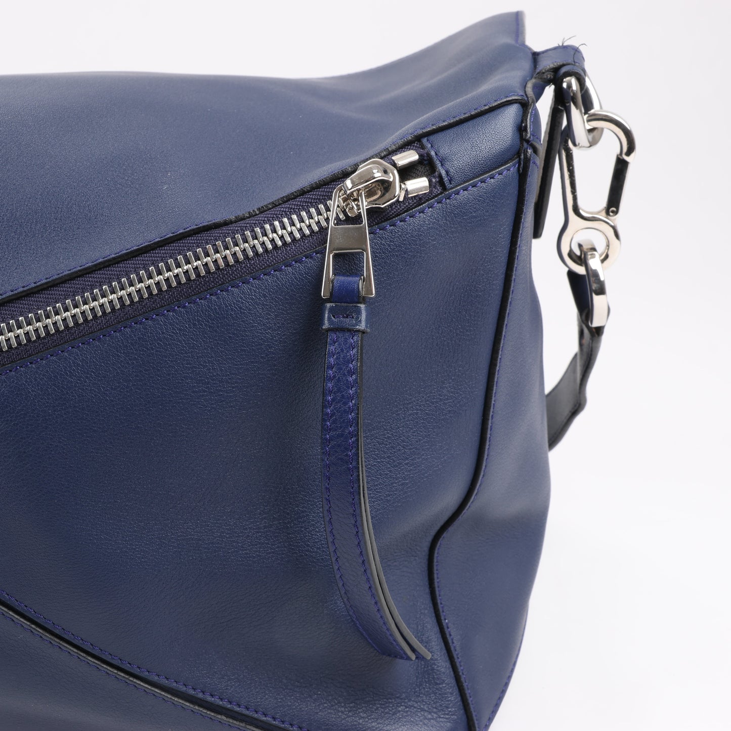 LOEWE Puzzle Large Leather 2Way Handbag in Navy Blue