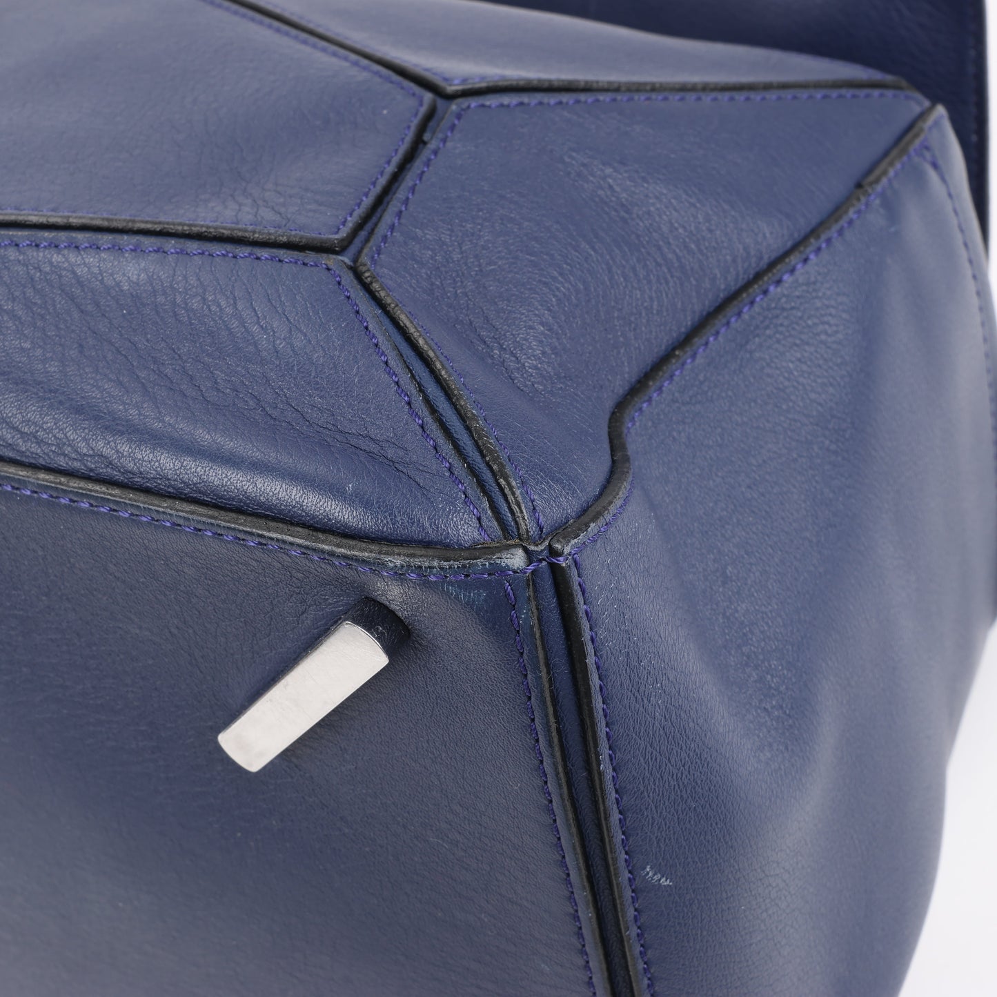 LOEWE Puzzle Large Leather 2Way Handbag in Navy Blue