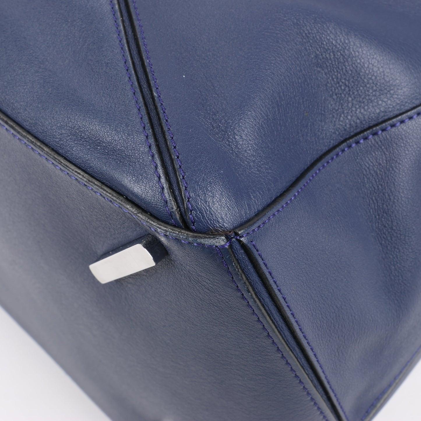 LOEWE Puzzle Large Leather 2Way Handbag in Navy Blue
