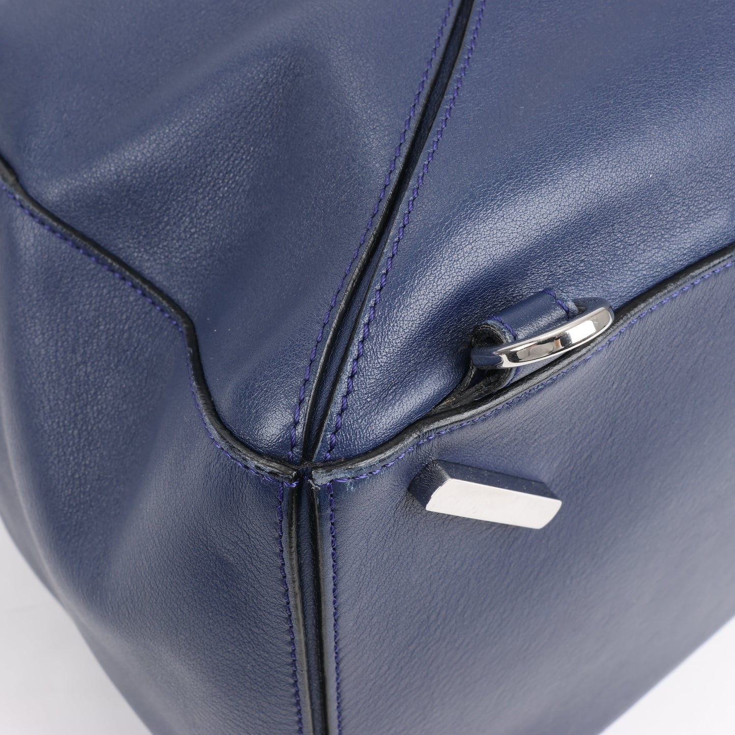LOEWE Puzzle Large Leather 2Way Handbag in Navy Blue