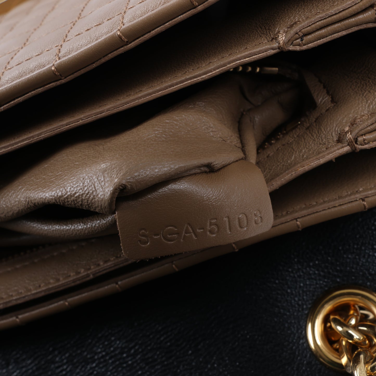 Celine C Sées Medium Leather Chain Shoulder Bag Black × Brown