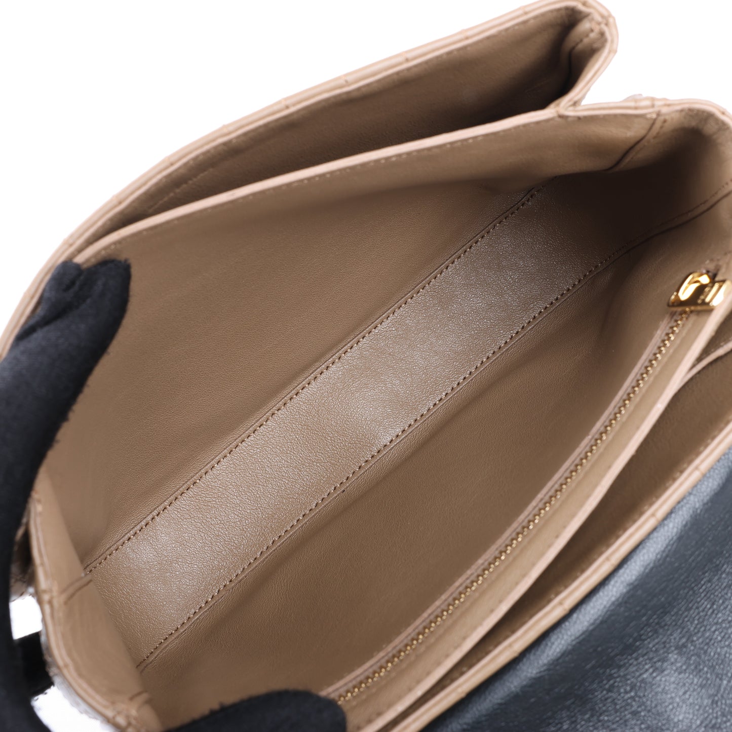 Celine C Sées Medium Leather Chain Shoulder Bag Black × Brown