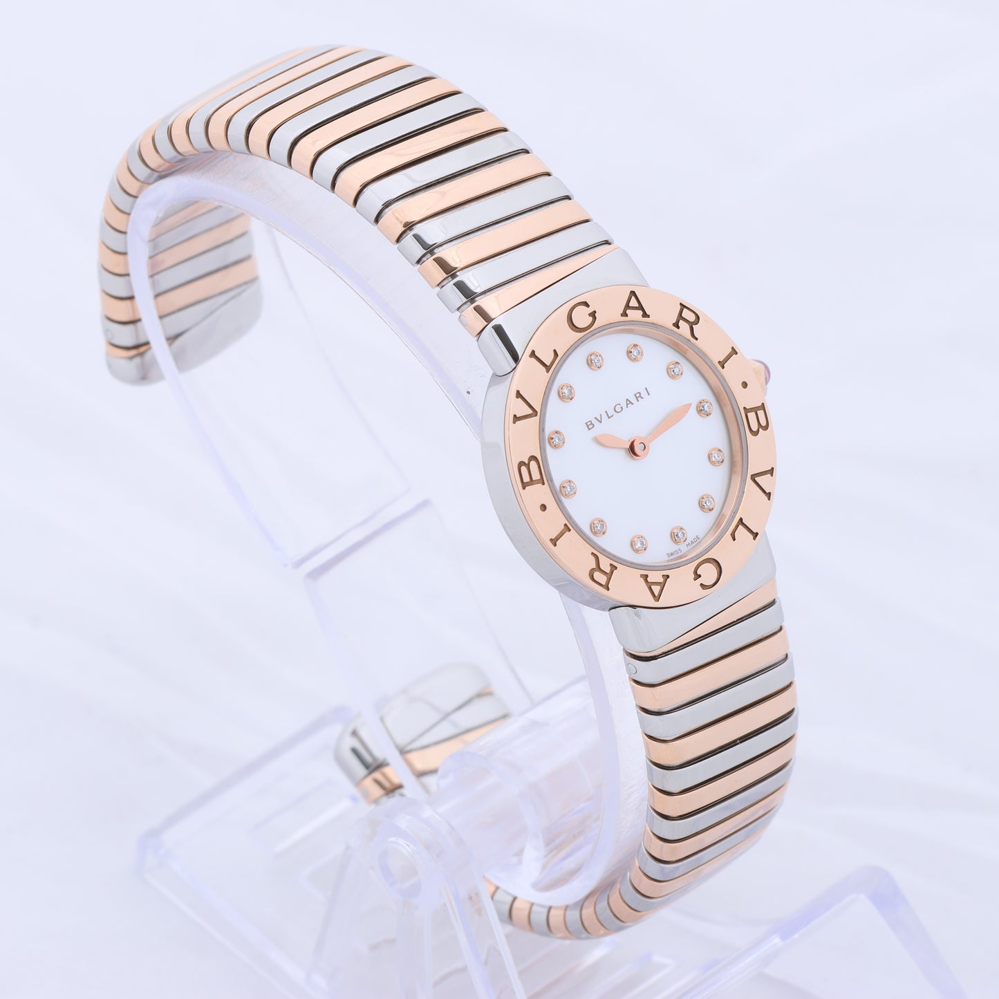Bulgari Tubogas BBLP262TSG PO0046 ST PG QZ Shell-Face Watch