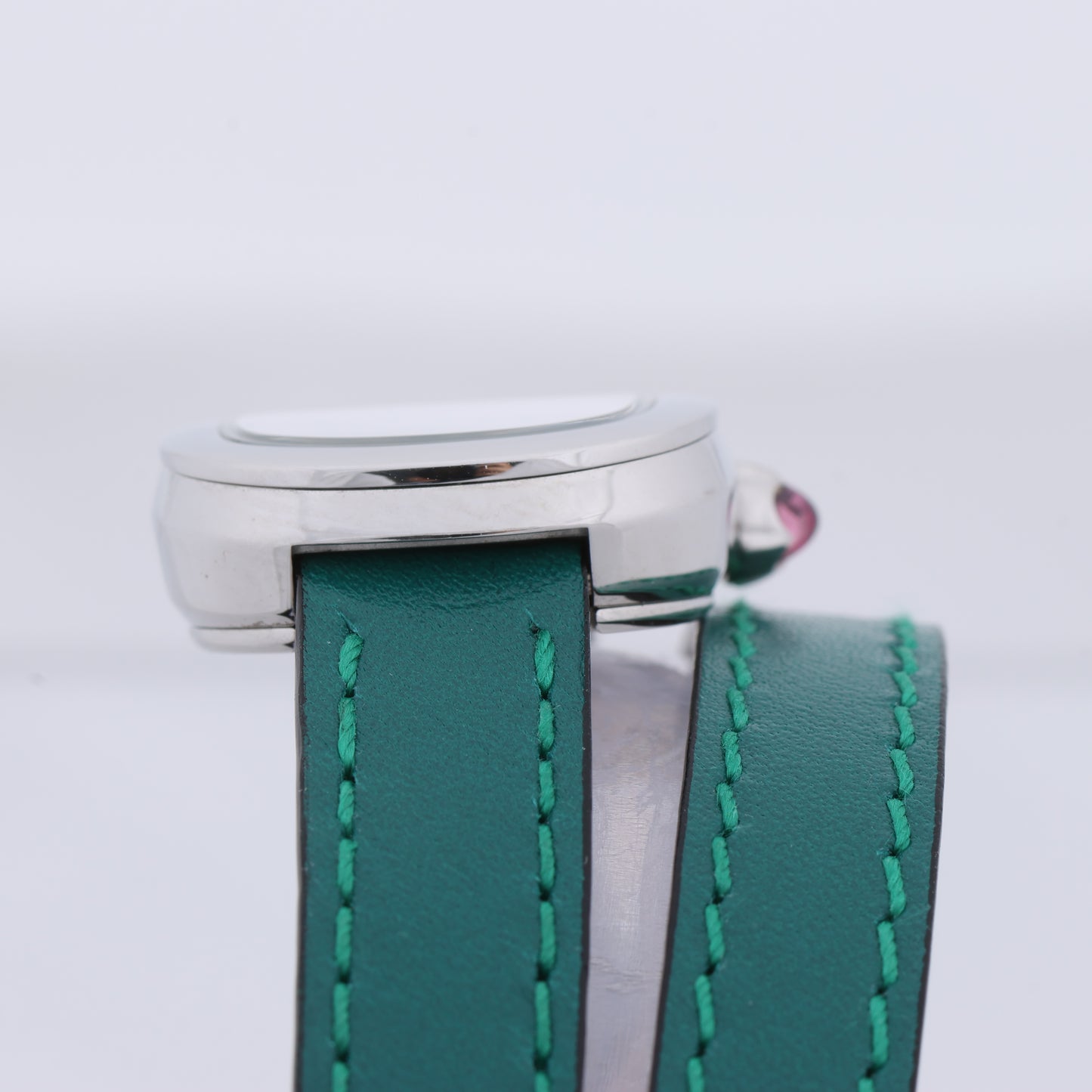 Bulgari Serpenti SPS27 1NJ2IT SS & Leather QZ Black Dial Watch