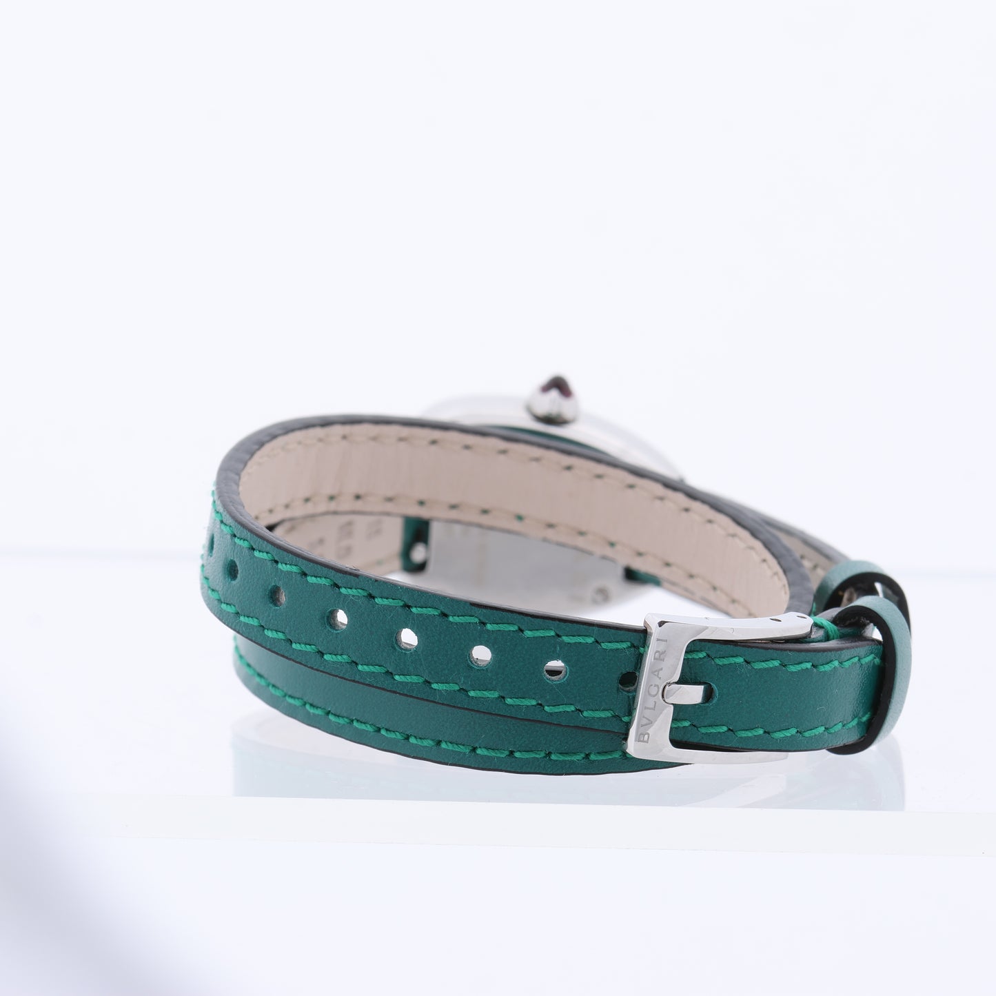 Bulgari Serpenti SPS27 1NJ2IT SS & Leather QZ Black Dial Watch