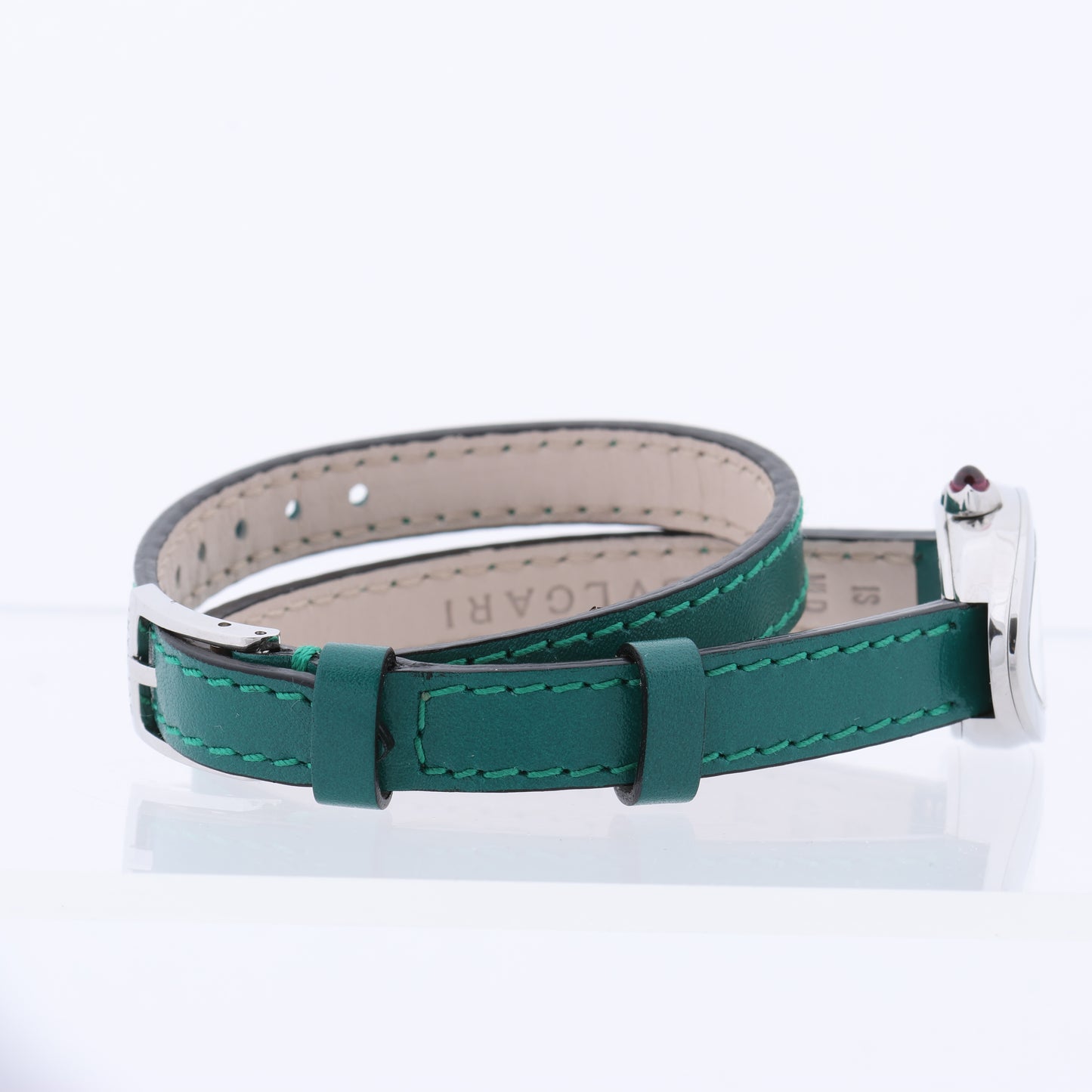 Bulgari Serpenti SPS27 1NJ2IT SS & Leather QZ Black Dial Watch