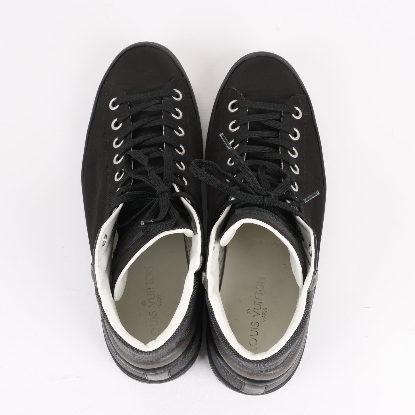 Louis Vuitton Damier Nylon Calfskin Sprinter Sneaker Boots in Black, Size 42.5 EU