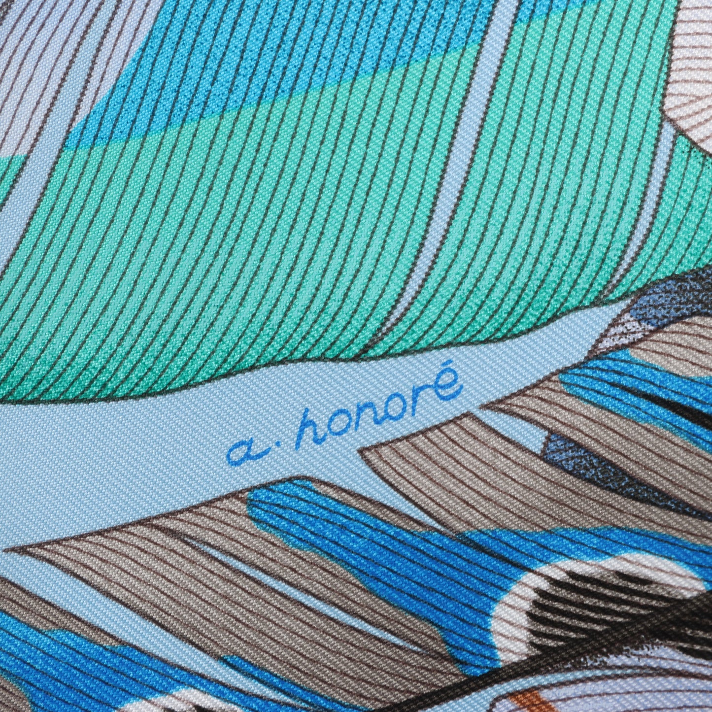 Hermès Carré 90 "PLUMES EN FETE" 100% Silk Scarf in Blue