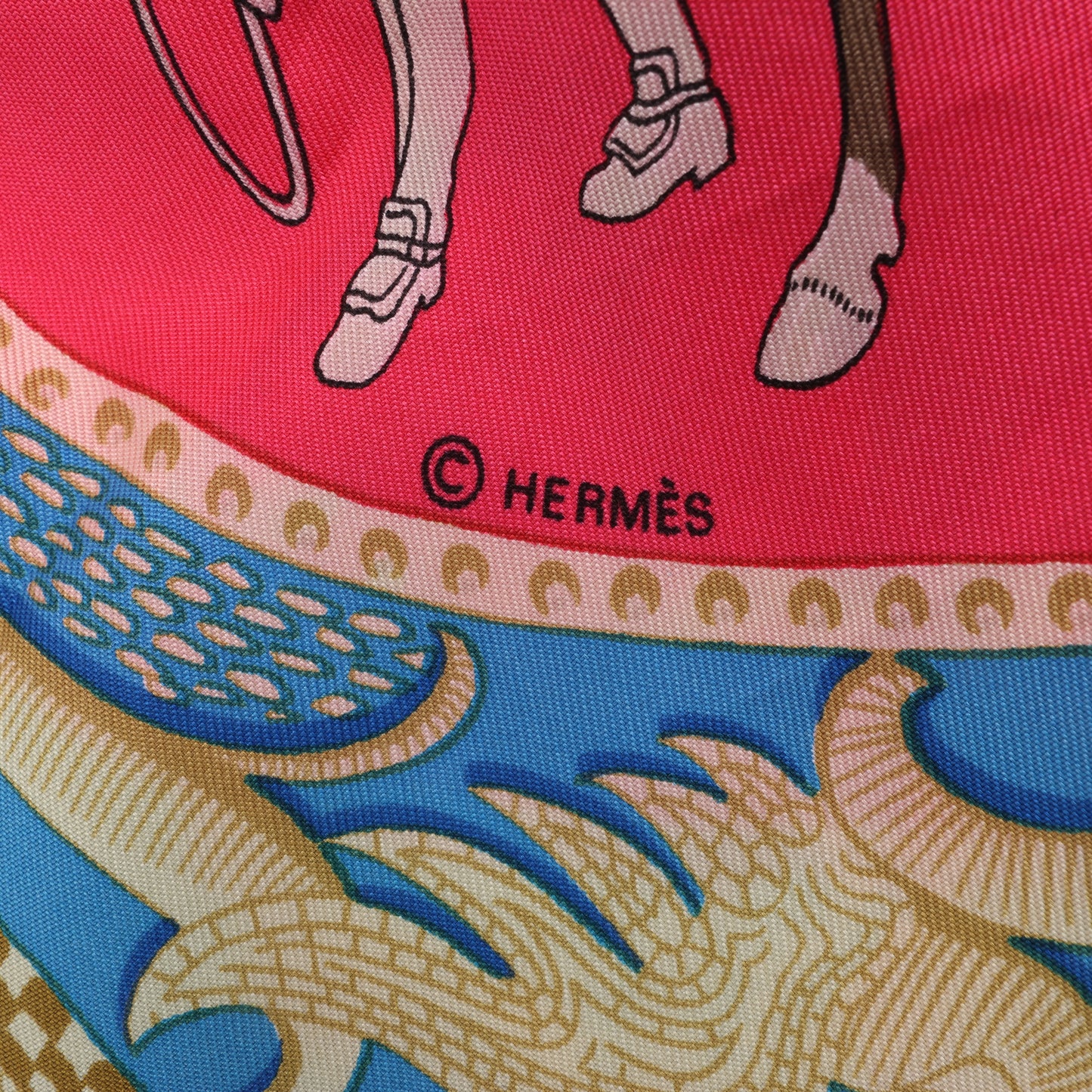 Hermès Carré 90 "LA PRESENTATION" 100% Silk Scarf in Navy Blue
