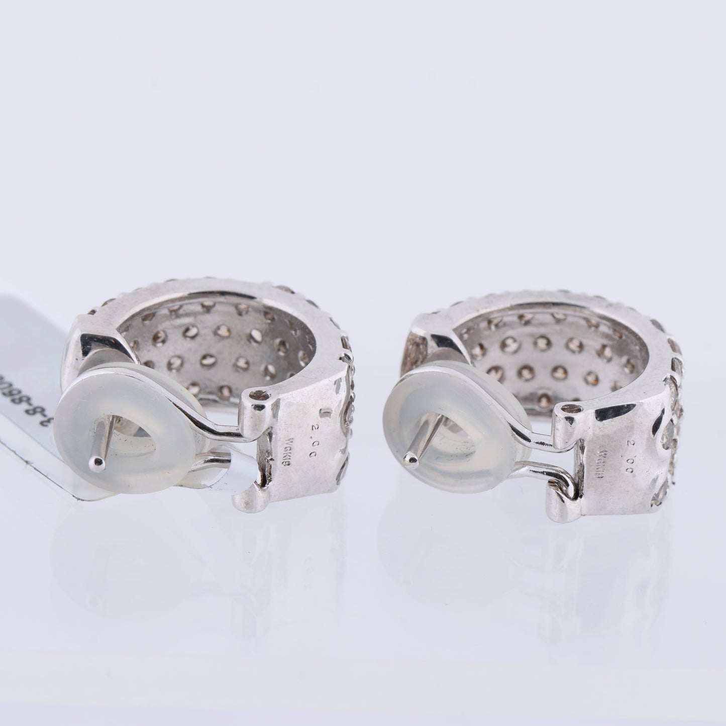 Non Signe / Unsigned Diamond Earrings K18WG 12.5g 2.00/2.00 ct