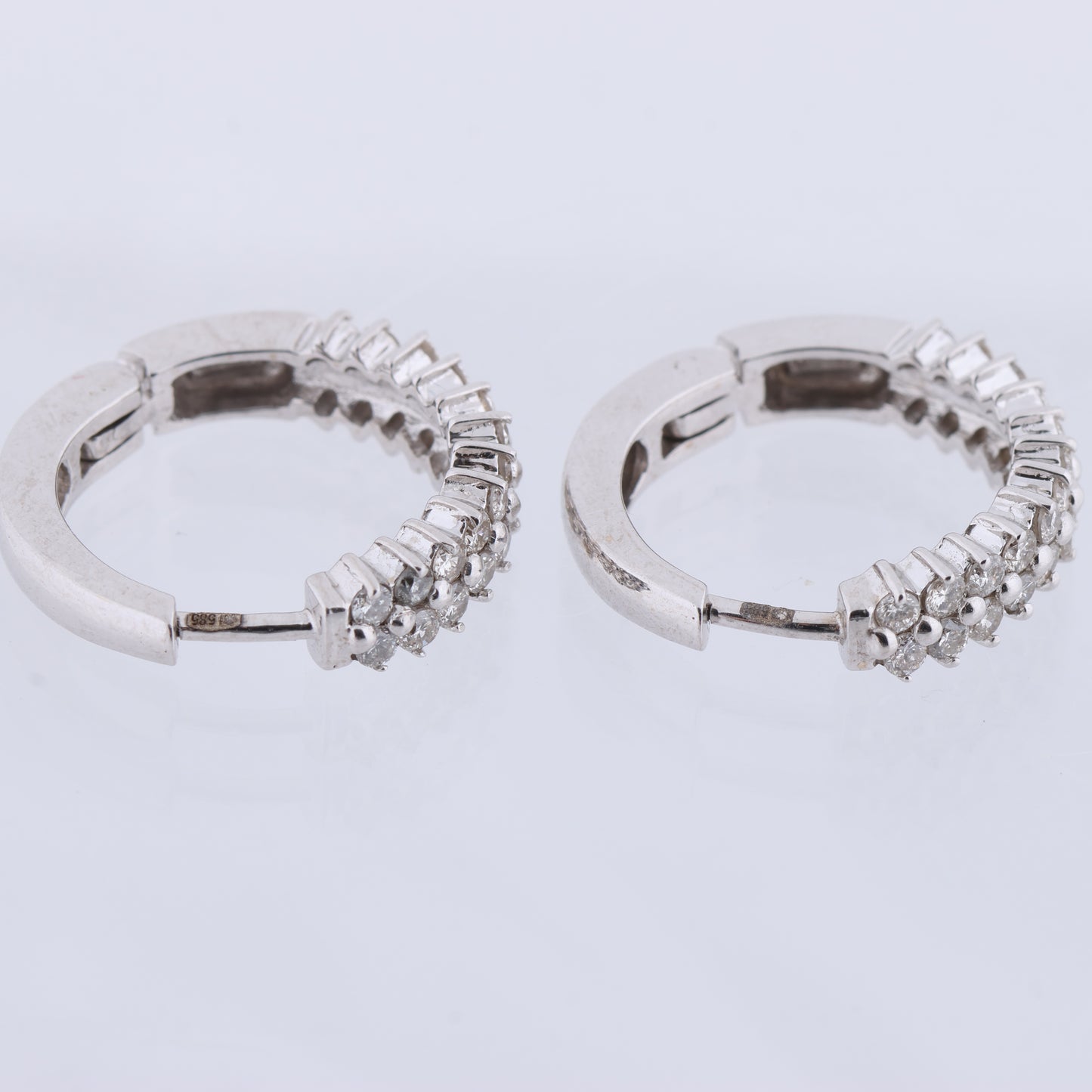 Non Signe / Unsigned Diamond Earrings K18WG 6.5g 0.50/0.50 ct