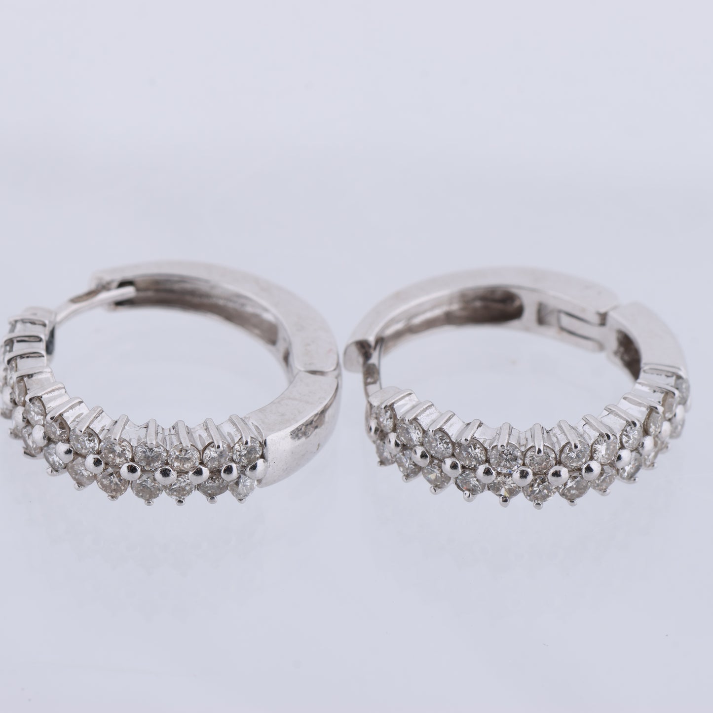 Non Signe / Unsigned Diamond Earrings K18WG 6.5g 0.50/0.50 ct