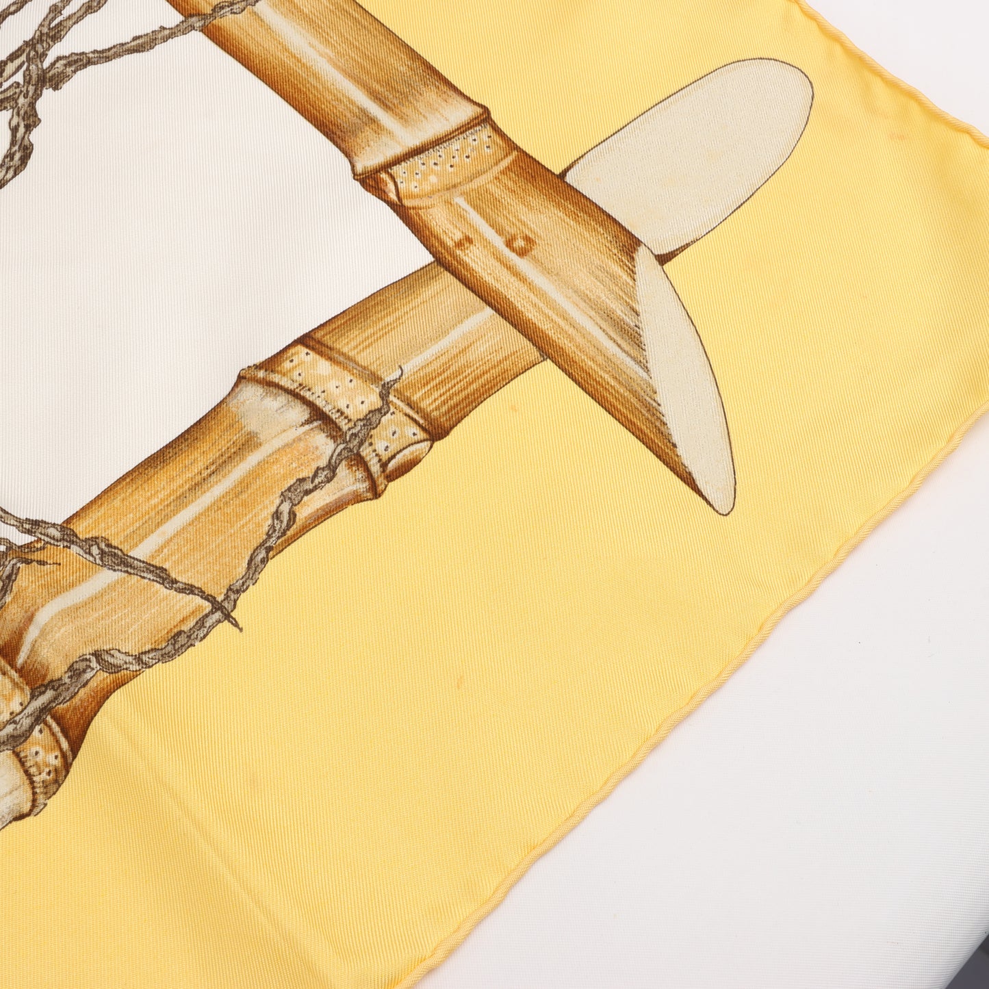 Hermès Carré 90 "Jardin Creole" 100% Silk Scarf in Yellow