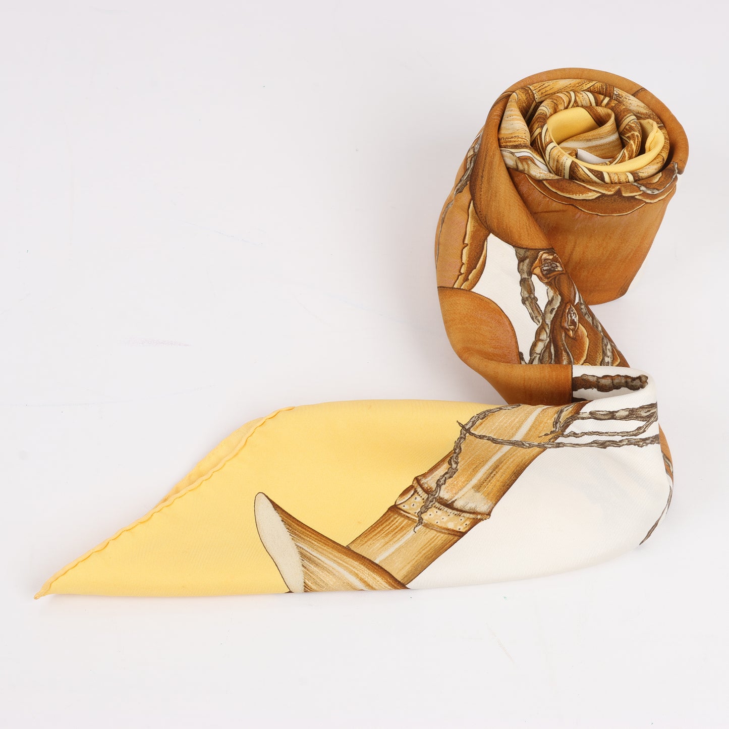 Hermès Carré 90 "Jardin Creole" 100% Silk Scarf in Yellow