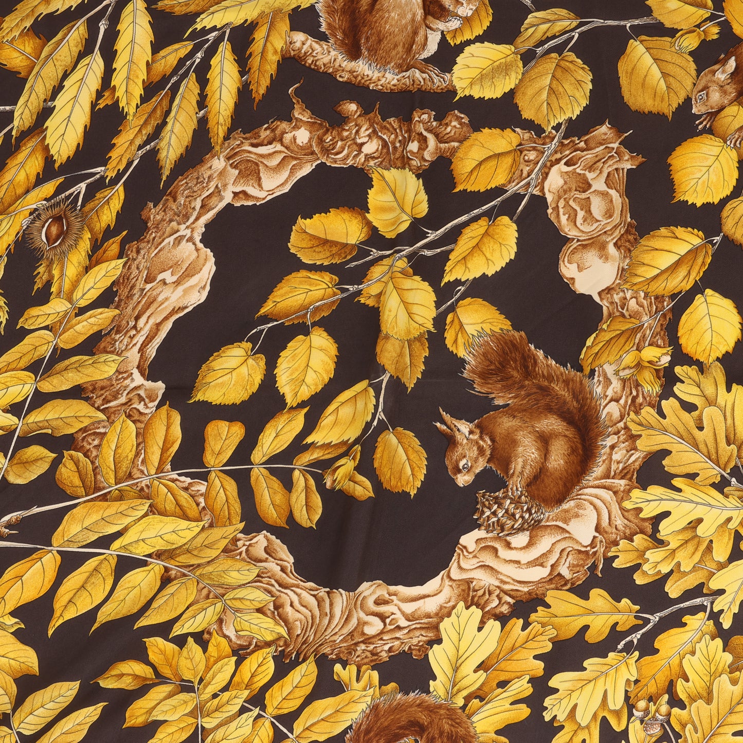 Hermès Carré 90 "CASSE NOISETTE" 100% Silk Scarf in Brown