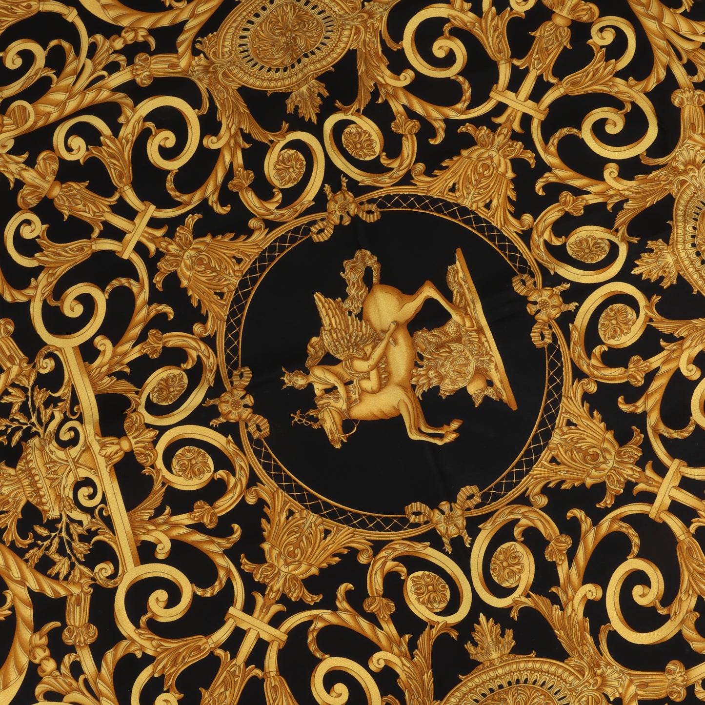 Hermès Carré 90 "LES TUILERIES" 100% Silk Scarf in Black x Gold