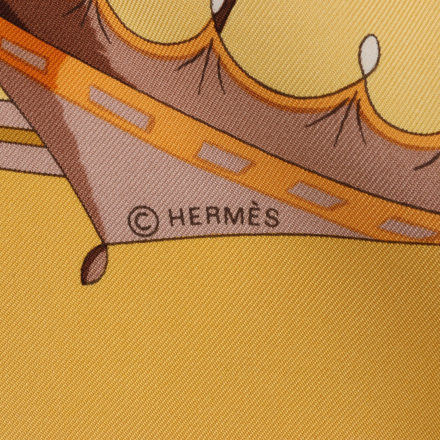 Hermès Carré 90 "OMBRELLES ET PARAPLUIES" 100% Silk Scarf in Yellow