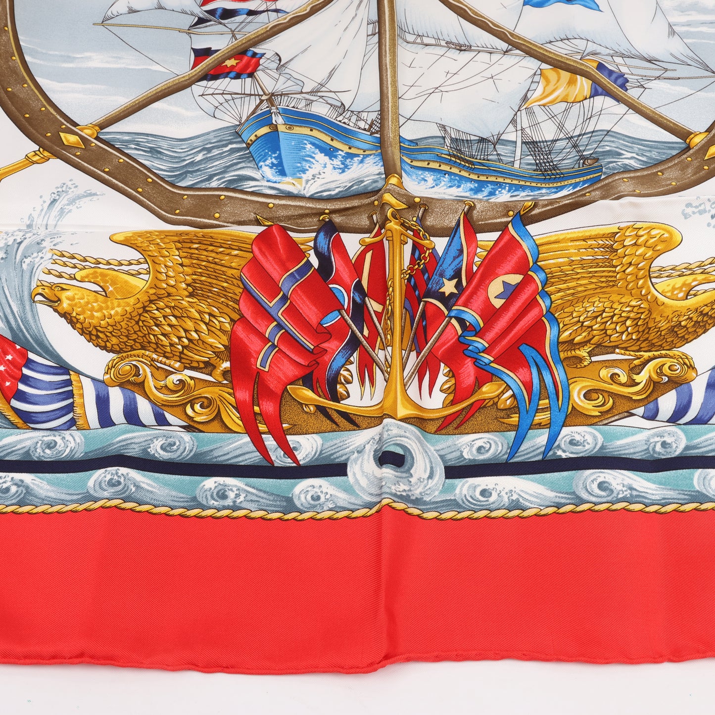 Hermès Carré 90 "VIVE LE VENT" 100% Silk Scarf in Red