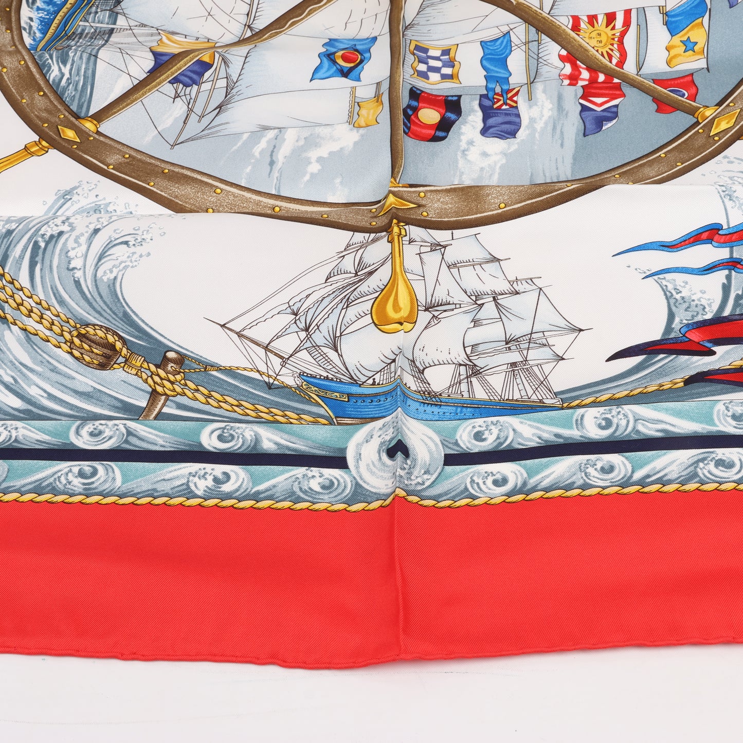 Hermès Carré 90 "VIVE LE VENT" 100% Silk Scarf in Red