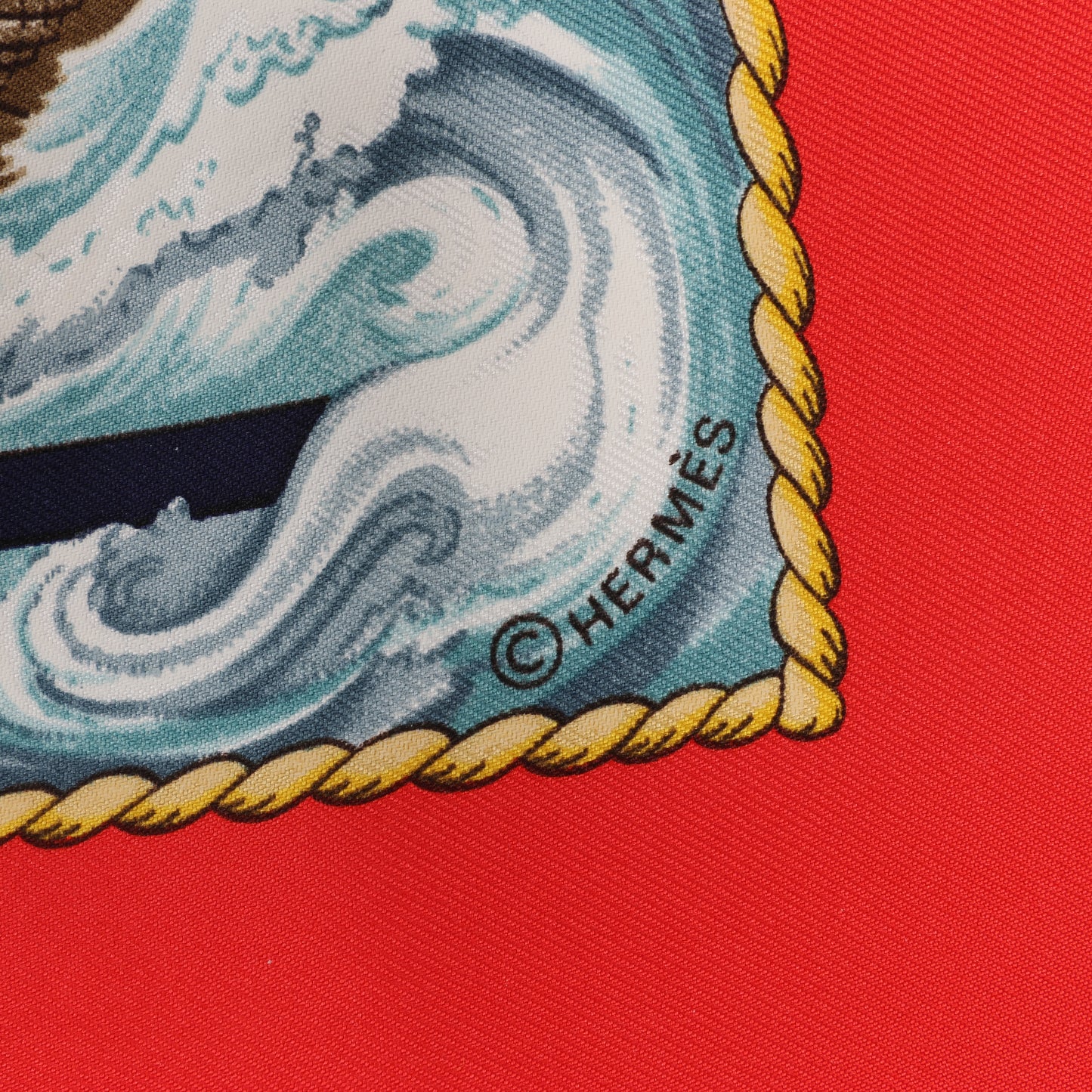 Hermès Carré 90 "VIVE LE VENT" 100% Silk Scarf in Red