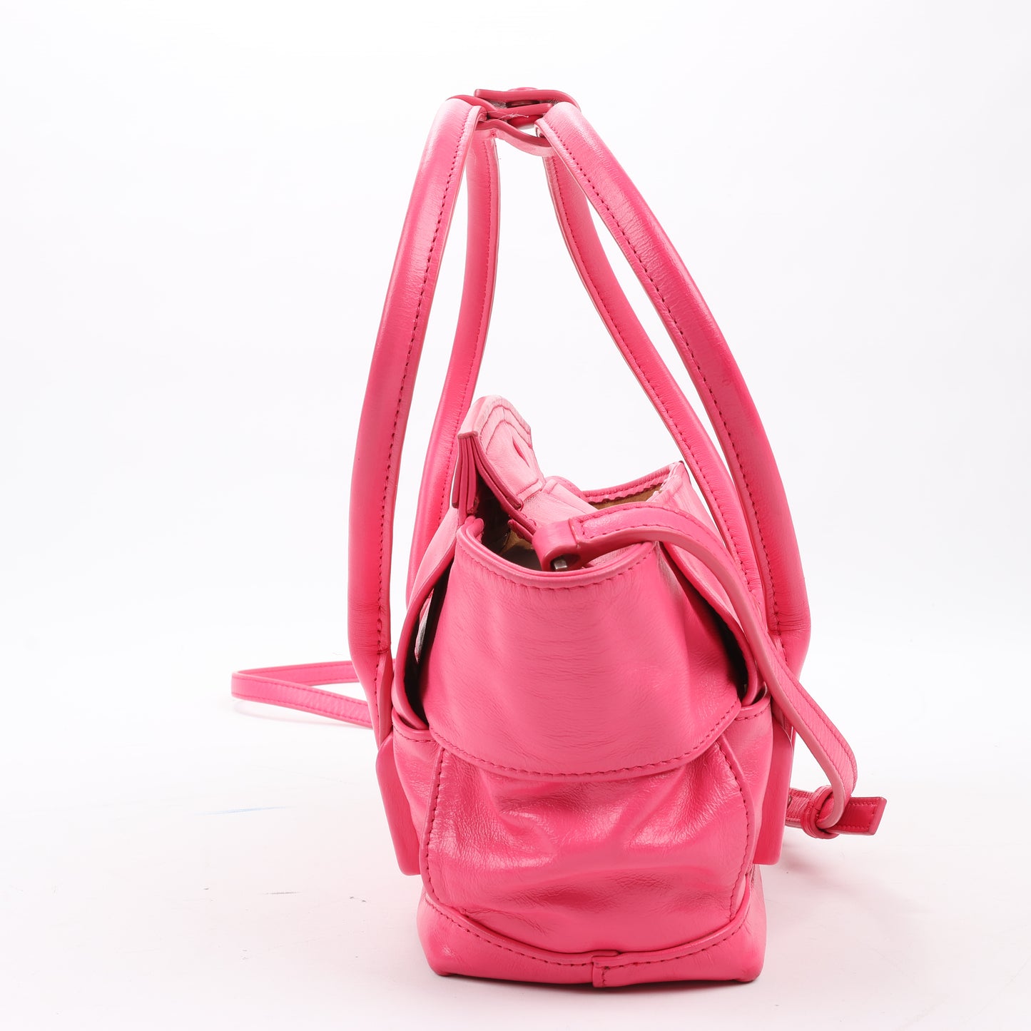 Bottega Veneta Arco Mini Paper Calfskin Maxi Intrecciato 2Way Handbag in Pink
