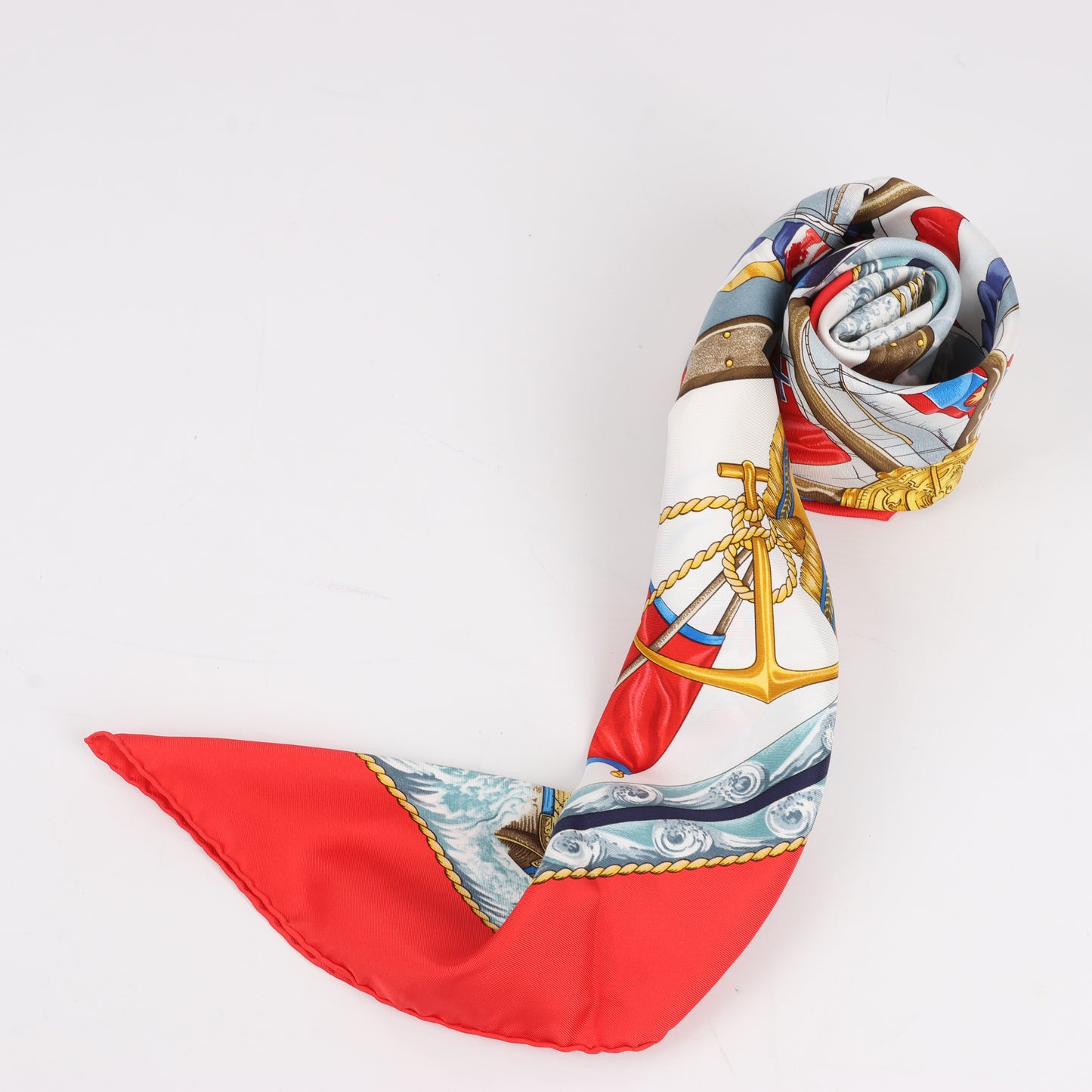 Hermès Carré 90 "VIVE LE VENT" 100% Silk Scarf in Red
