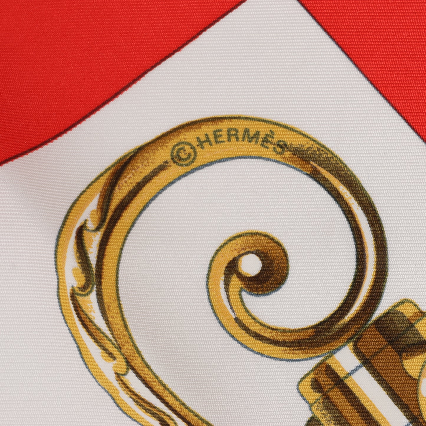 Hermès Carré 90 "ATTELAGE EN ARBALETE" 100% Silk Scarf in Red