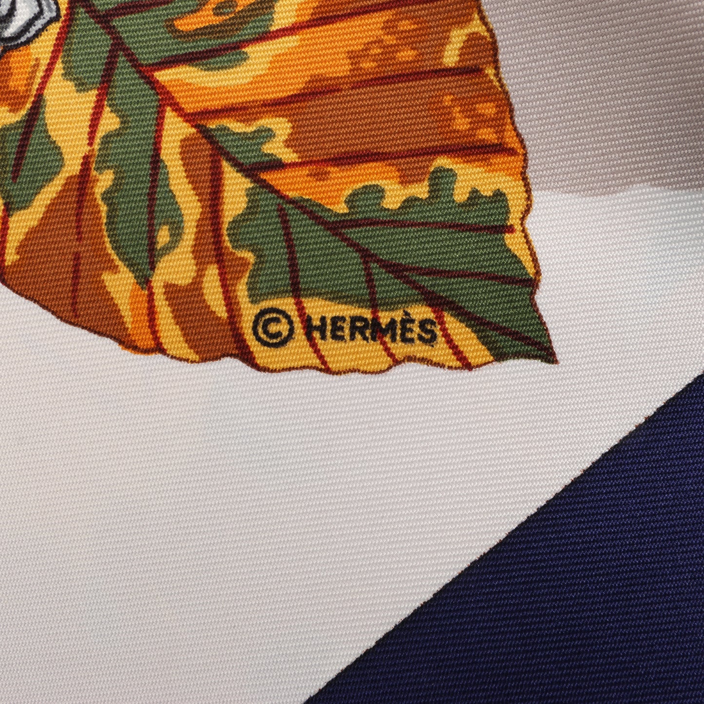 Hermès Carré 90 "AU PLUS DRU" 100% Silk Scarf in Navy Blue