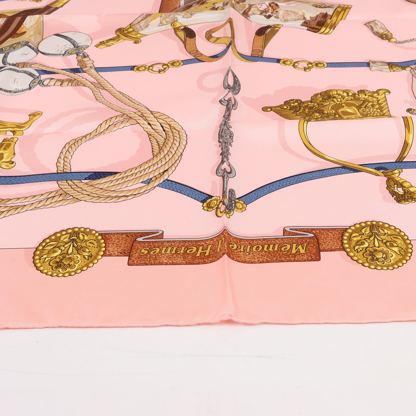 Hermès Carré 90 "Memoire d'Hermes" 100% Silk Scarf in Pink