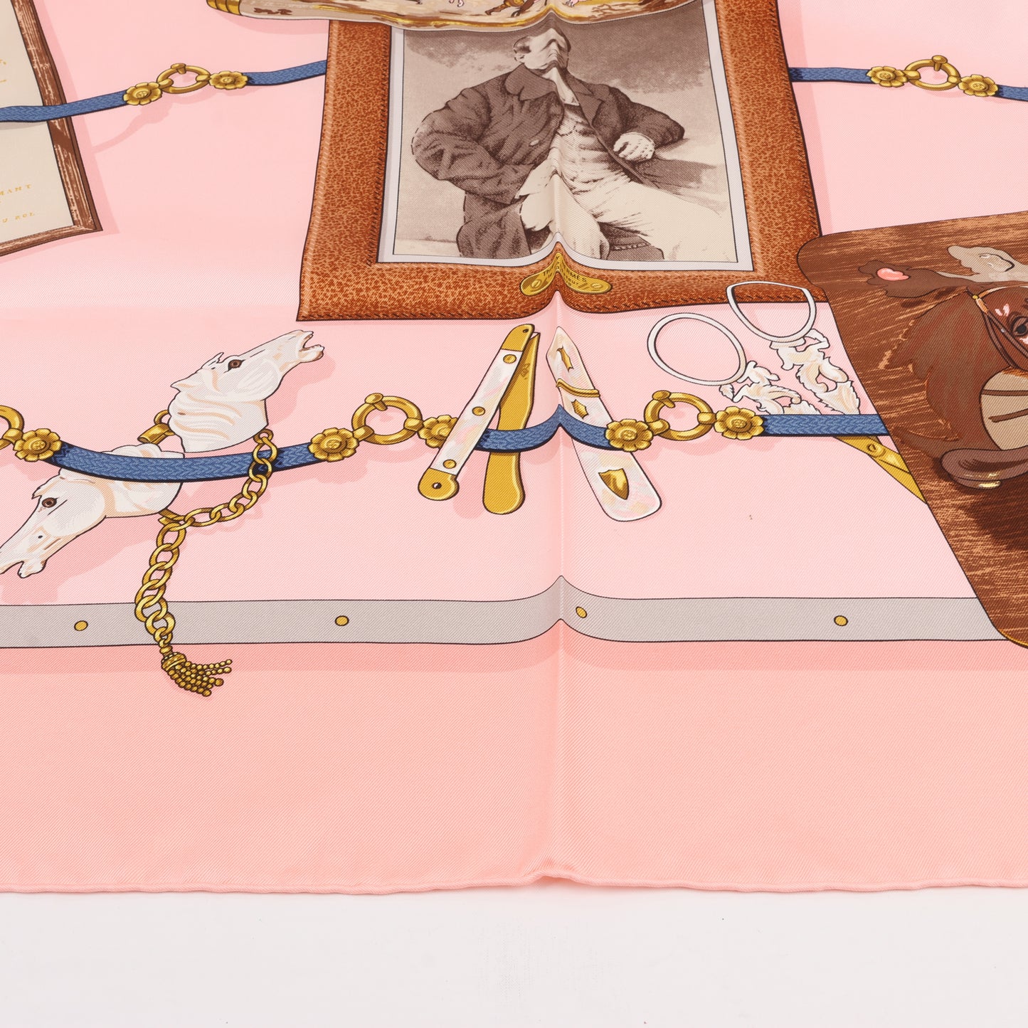 Hermès Carré 90 "Memoire d'Hermes" 100% Silk Scarf in Pink