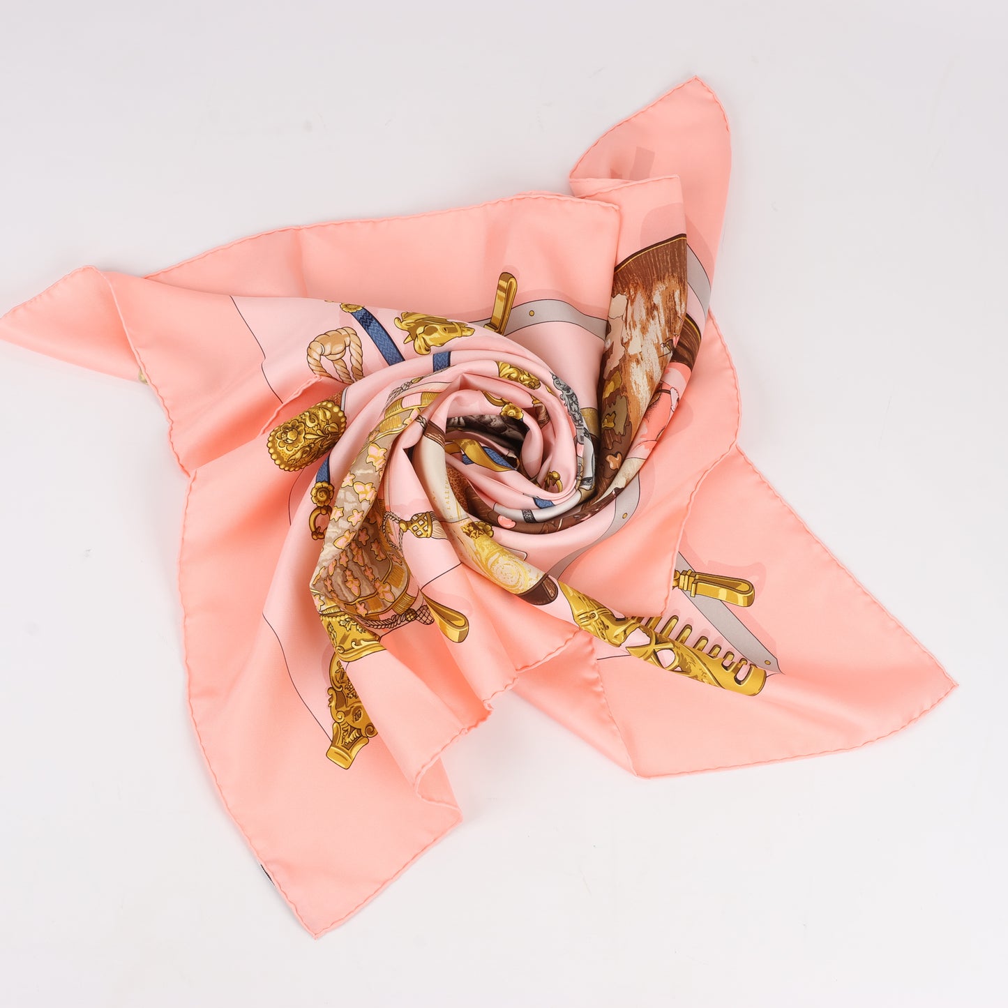 Hermès Carré 90 "Memoire d'Hermes" 100% Silk Scarf in Pink