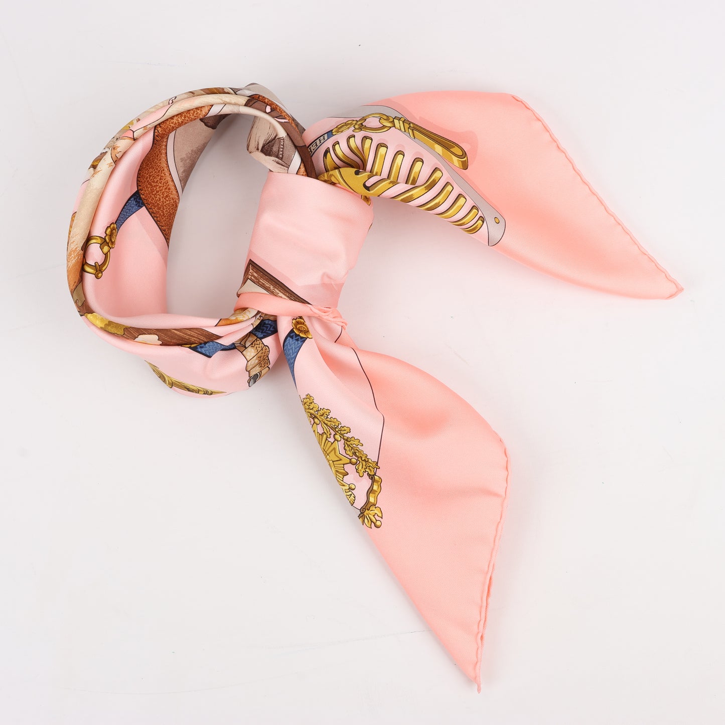 Hermès Carré 90 "Memoire d'Hermes" 100% Silk Scarf in Pink