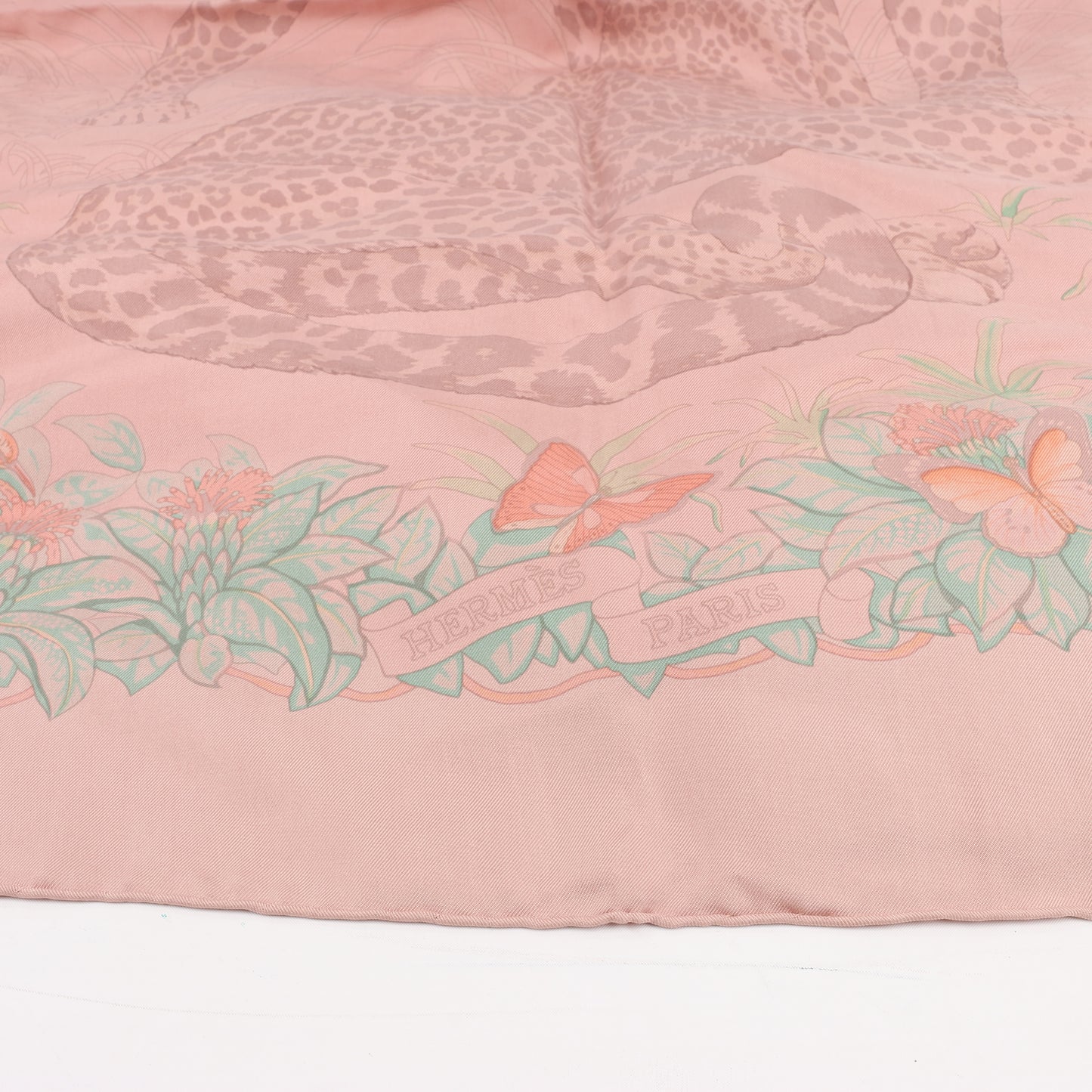 Hermès Carré 90 "JUNGLE LOVE" 100% Silk Scarf in Pink