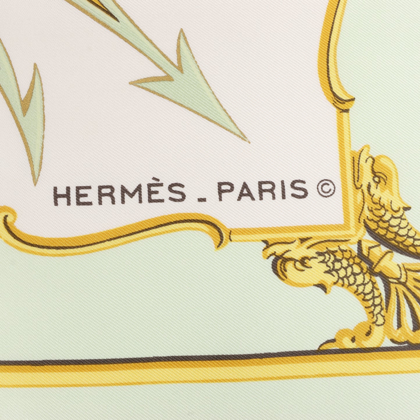 Hermès Carré 90 "La Marine en Bois" 100% Silk Scarf in Green