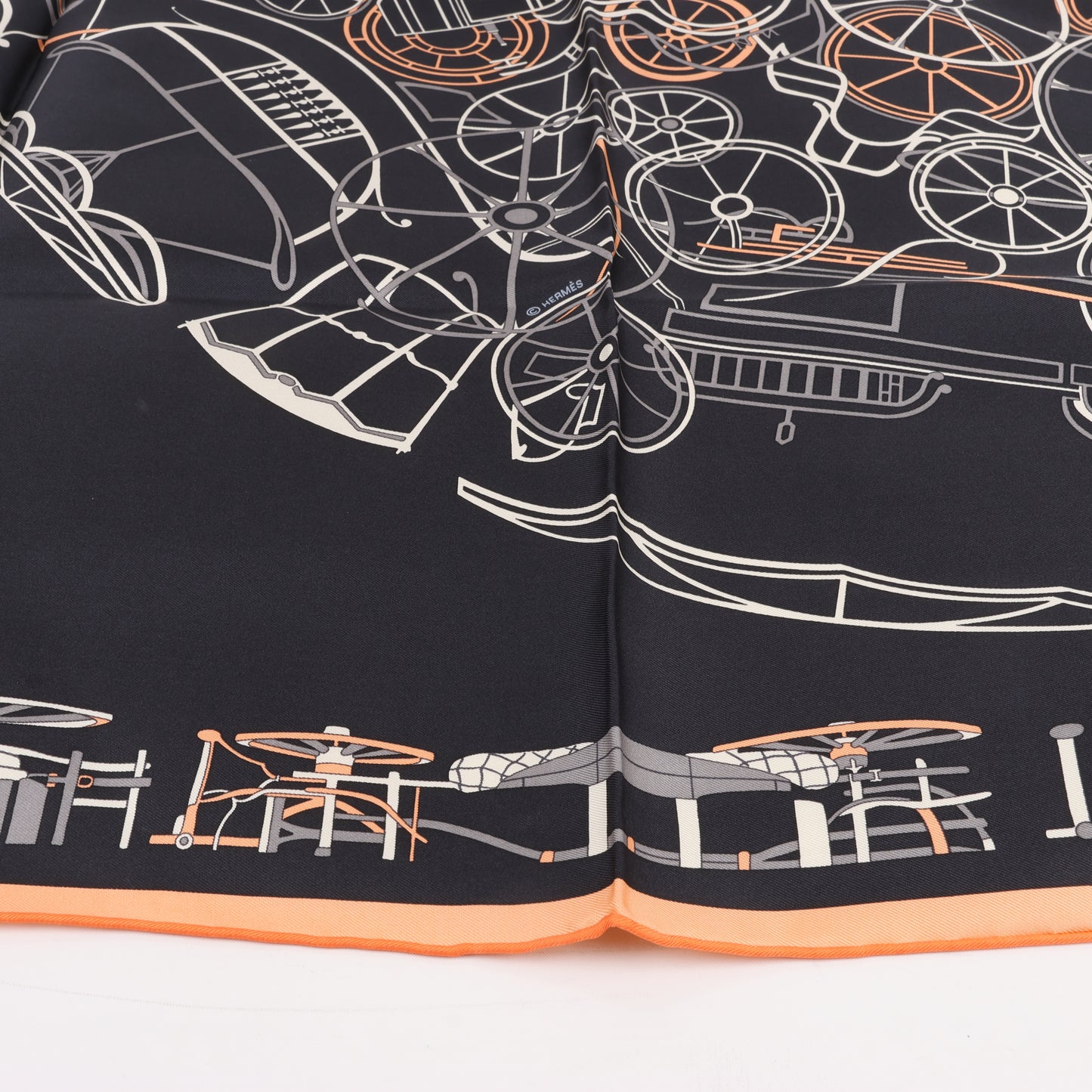 Hermès Carré 90 "COMPLICATION EQUESTRE" 100% Silk Scarf in Black