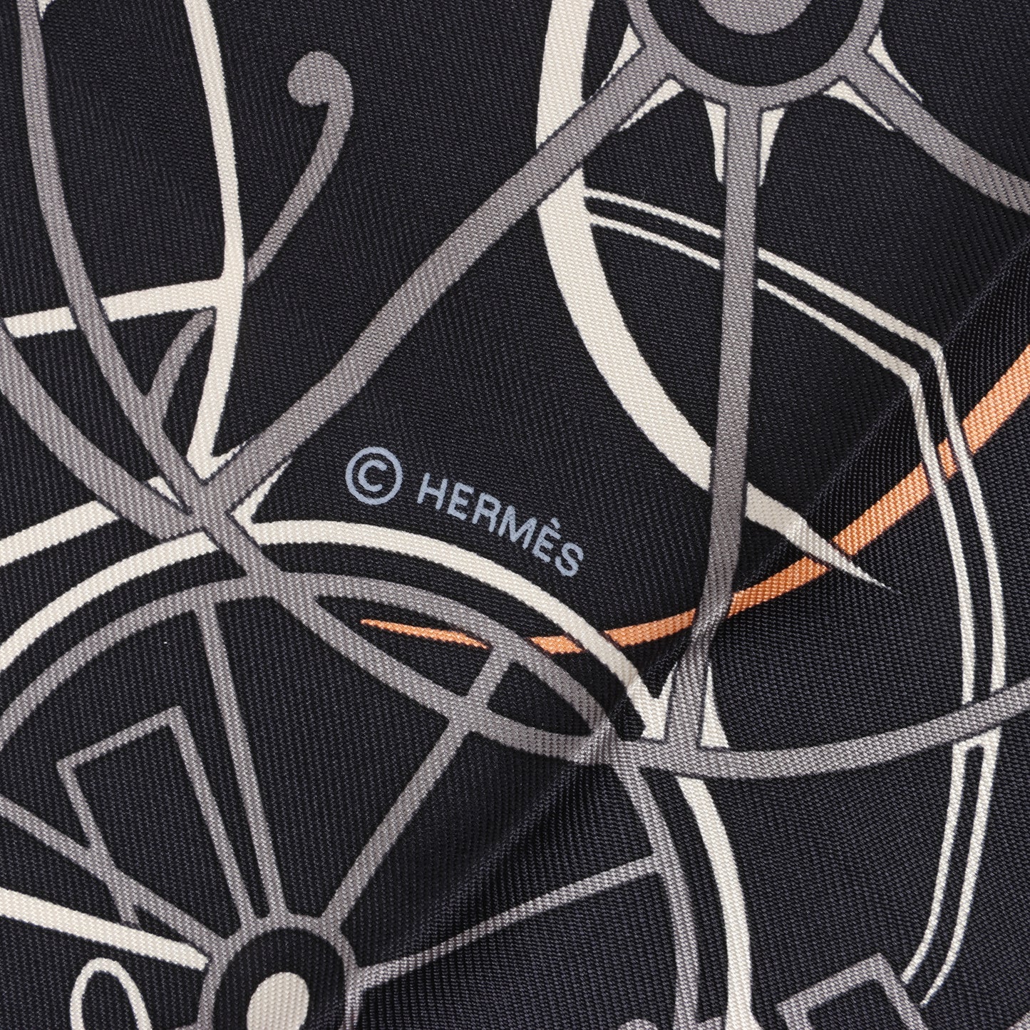 Hermès Carré 90 "COMPLICATION EQUESTRE" 100% Silk Scarf in Black