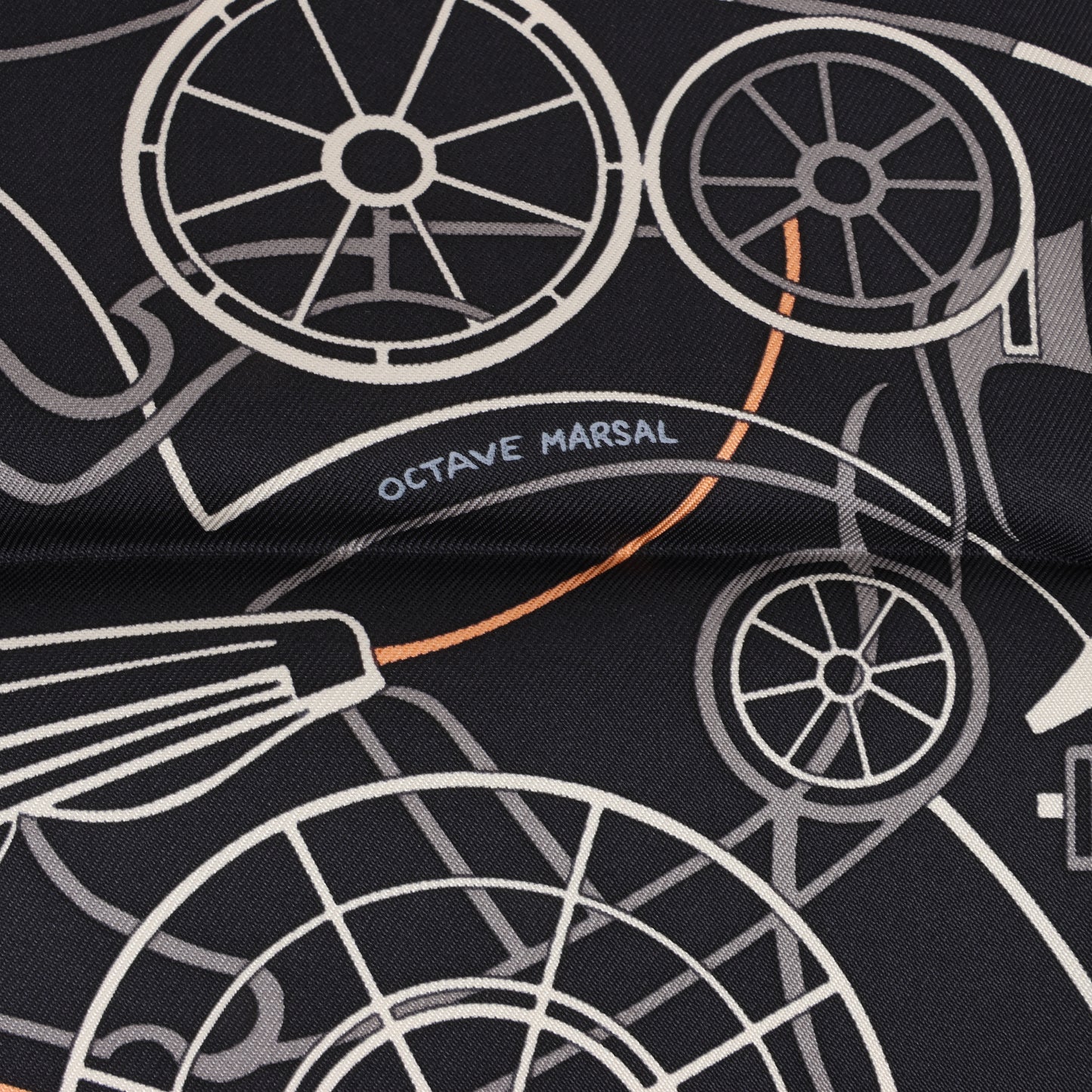 Hermès Carré 90 "COMPLICATION EQUESTRE" 100% Silk Scarf in Black