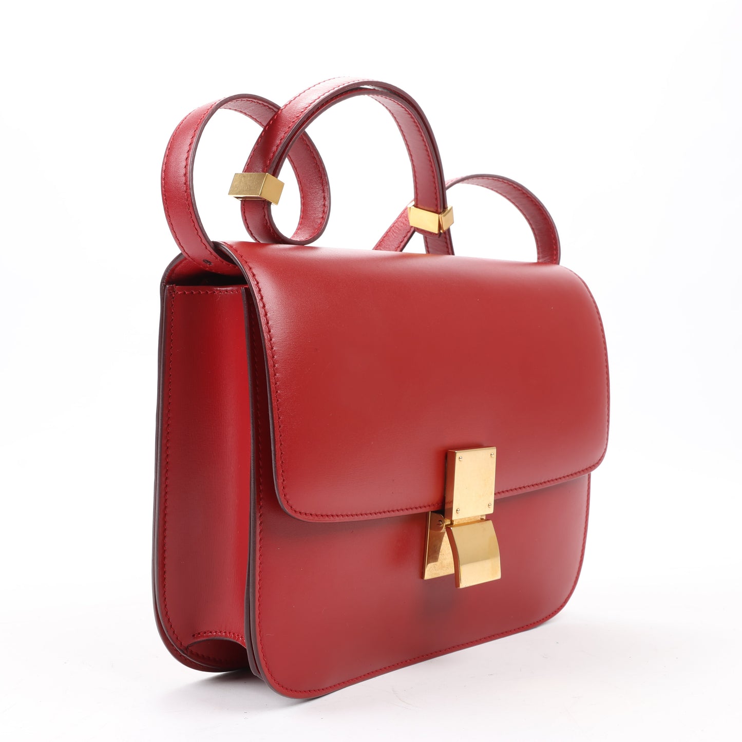 CELINE Classic Box mittelgroße Umhängetasche aus rotem Leder