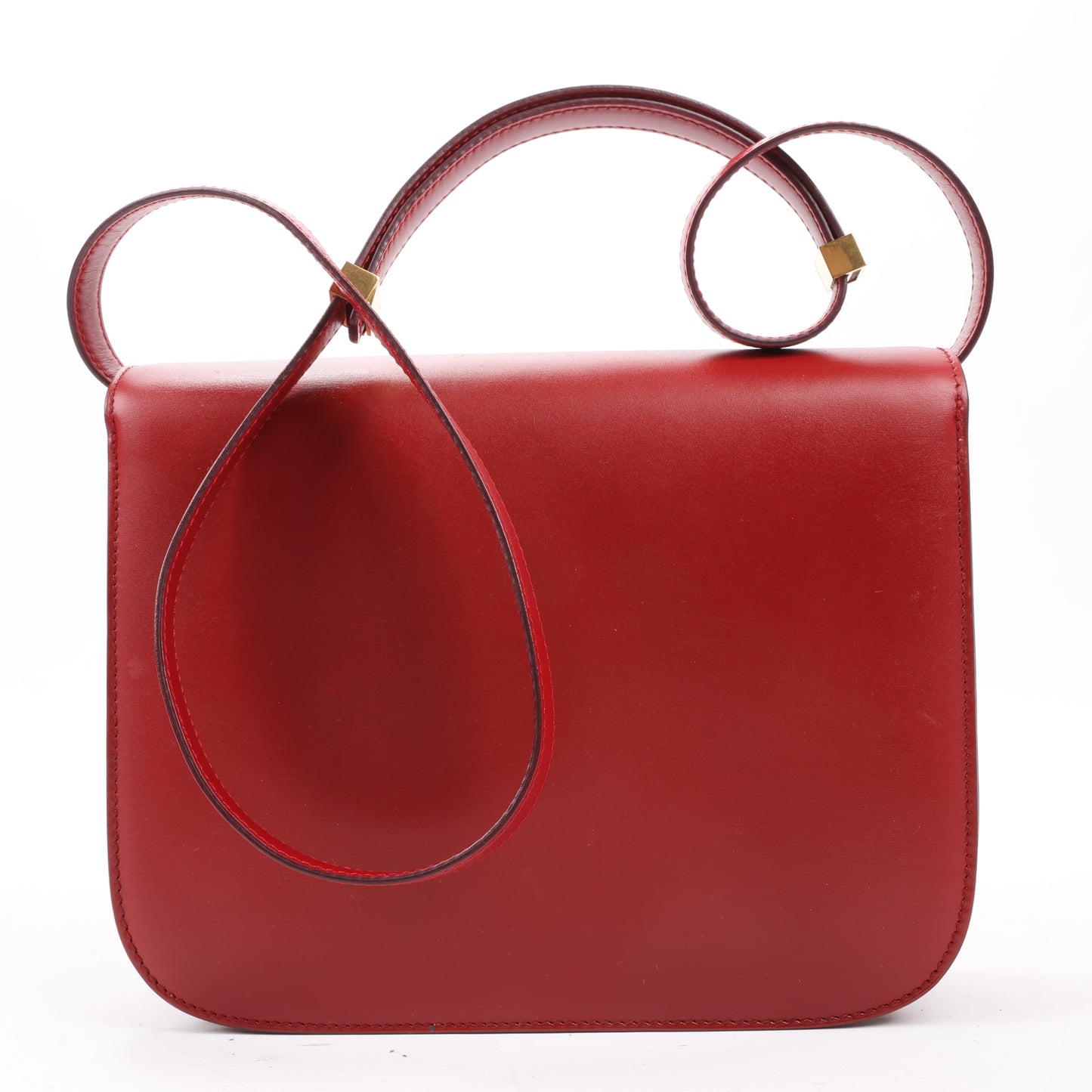 CELINE Classic Box Medium Leather Shoulder Bag in Red