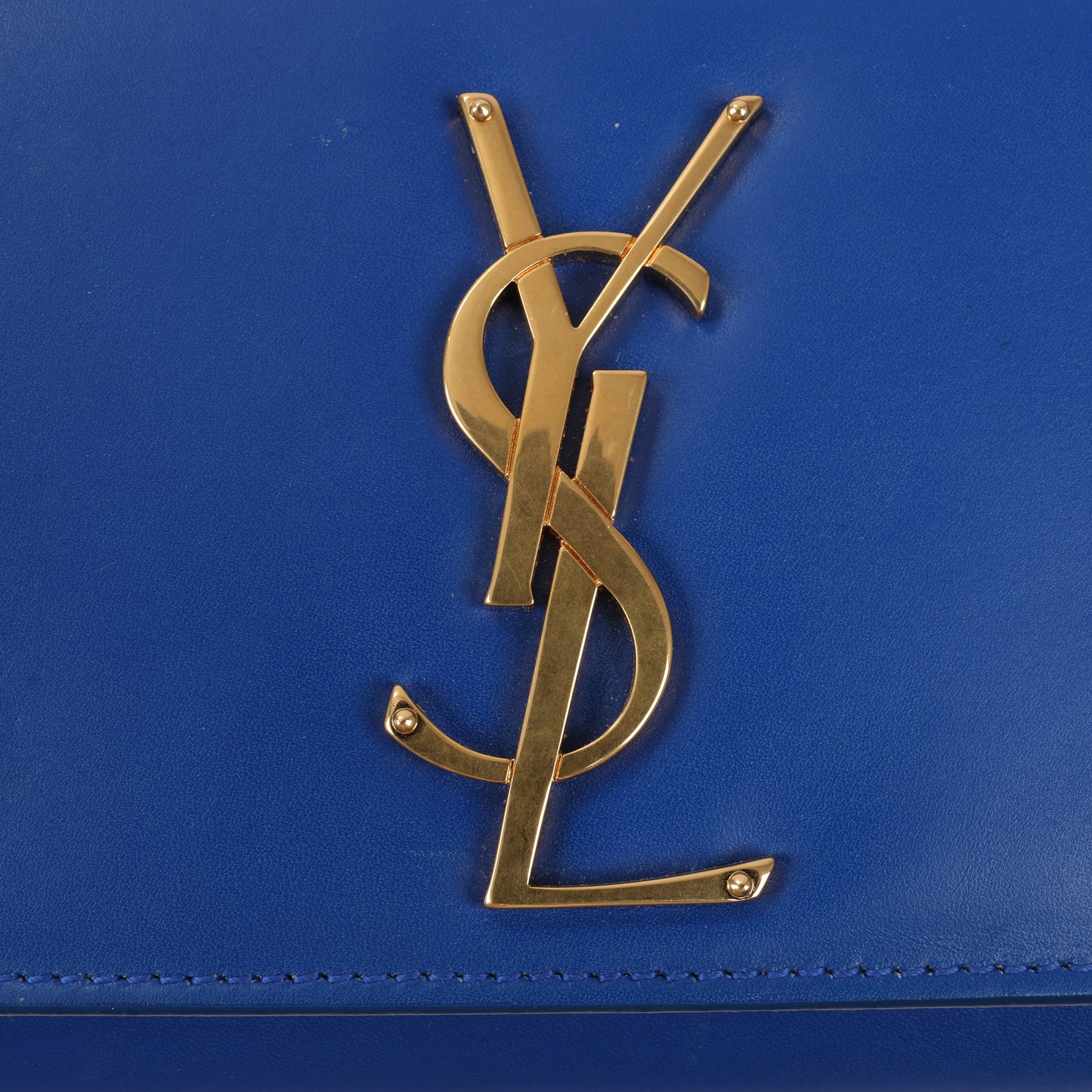 Saint Laurent Paris Kate Monogramme Smooth Leather Clutch in Blue Majorelle