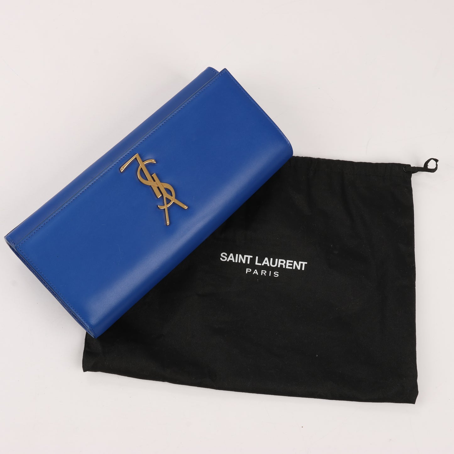 Saint Laurent Paris Kate Monogramme Smooth Leather Clutch in Blue Majorelle