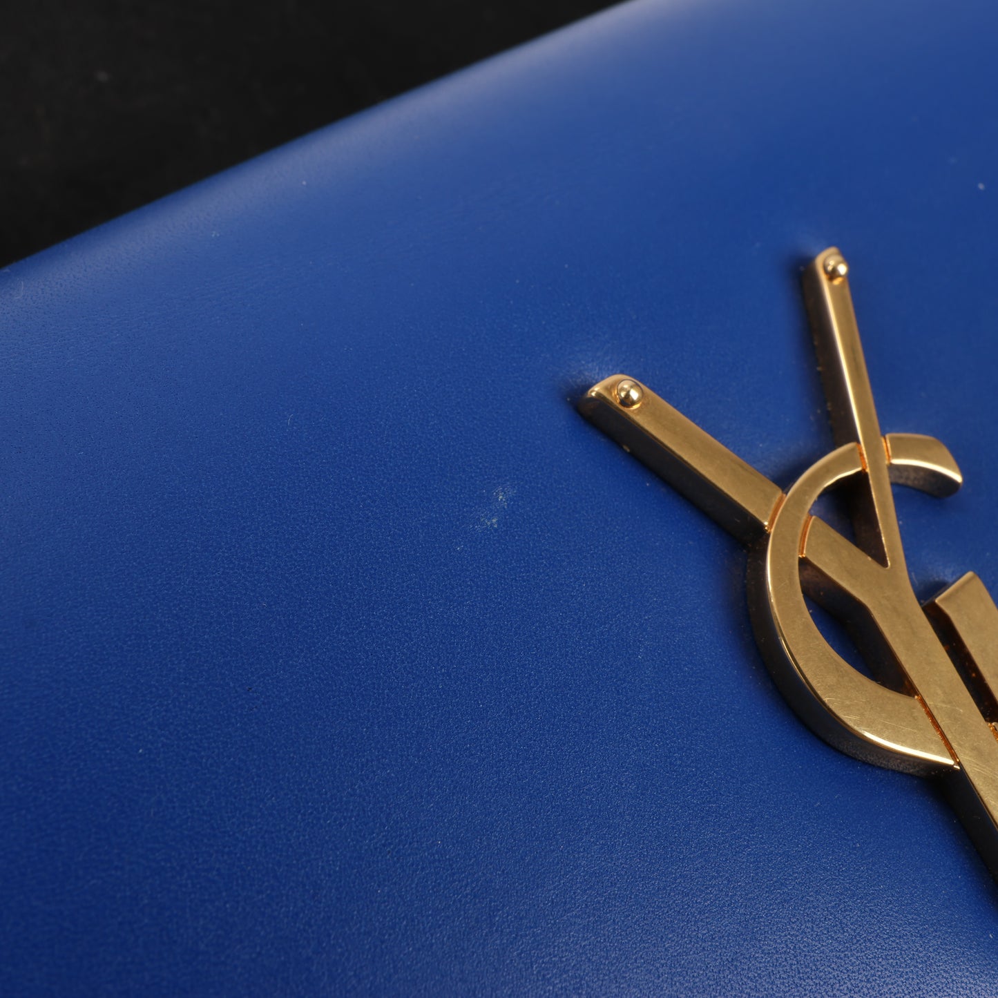 Saint Laurent Paris Kate Monogramme Smooth Leather Clutch in Blue Majorelle