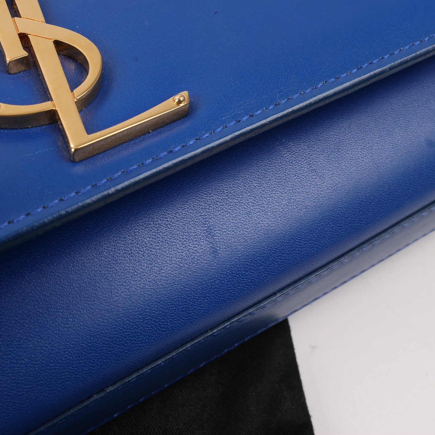 Saint Laurent Paris Kate Monogramme Smooth Leather Clutch in Blue Majorelle