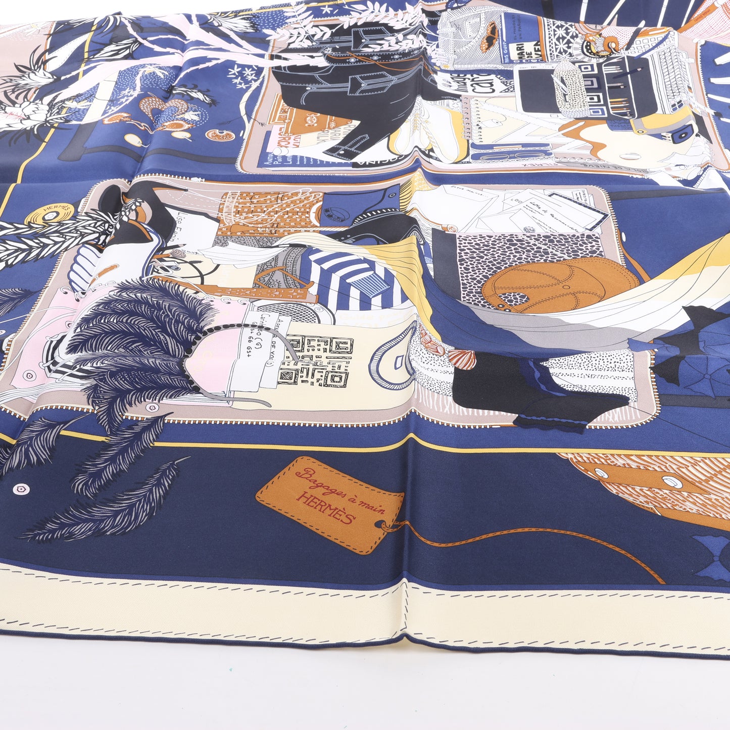 Hermès Carré 90 „BAGAGE A MAIN“ Seidenschal